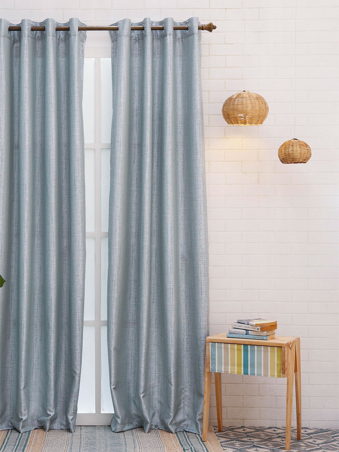 

Ariana Grey & Silver-Toned Room Darkening Door Curtain