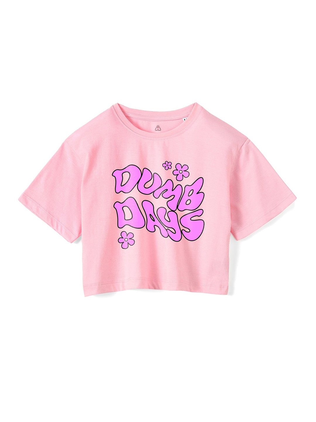 

Wear Your Mind Girls Typography Printed Crop Boxy -Fit Pure Cotton T-Shirt, Pink