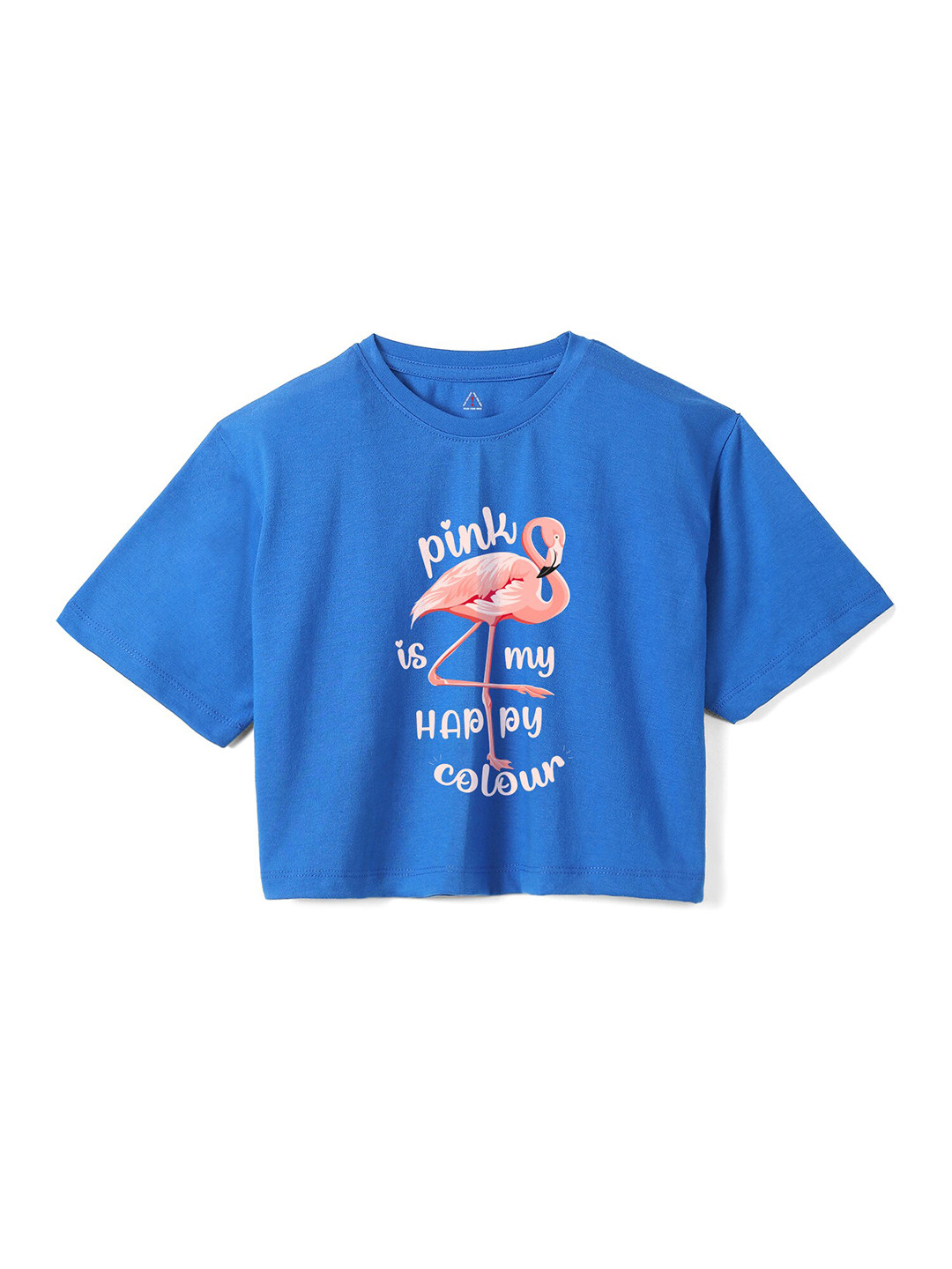 

Wear Your Mind Girls Typography Printed Crop Boxy -Fit Pure Cotton T-Shirt, Blue