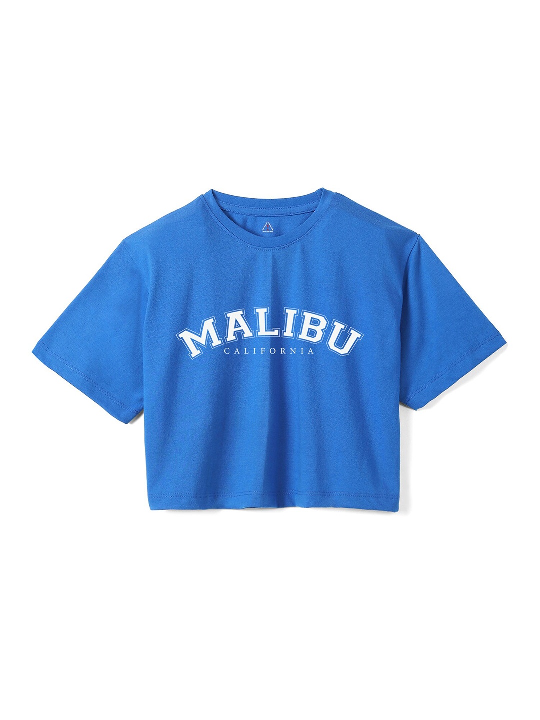 

Wear Your Mind Girls Typography Printed Crop Boxy -Fit Pure Cotton T-Shirt, Blue