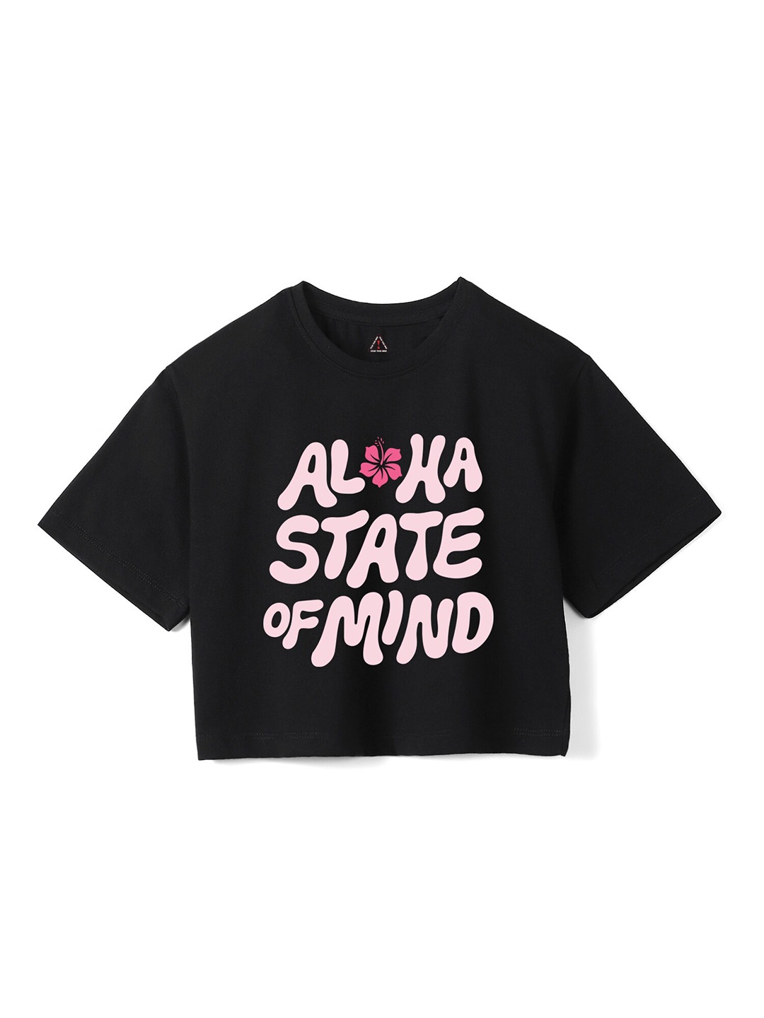 Wear Your Mind Girls Typography Printed Pure Cotton Boxy T-shirt, Black