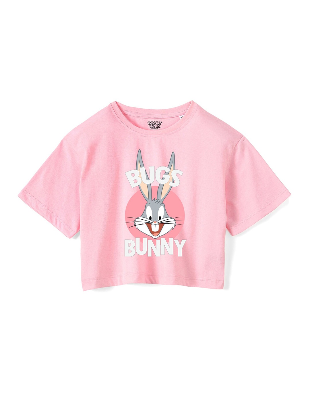 

Wear Your Mind Girls Bugs Bunny Print Printed Pure Cotton Boxy T-shirt, Pink