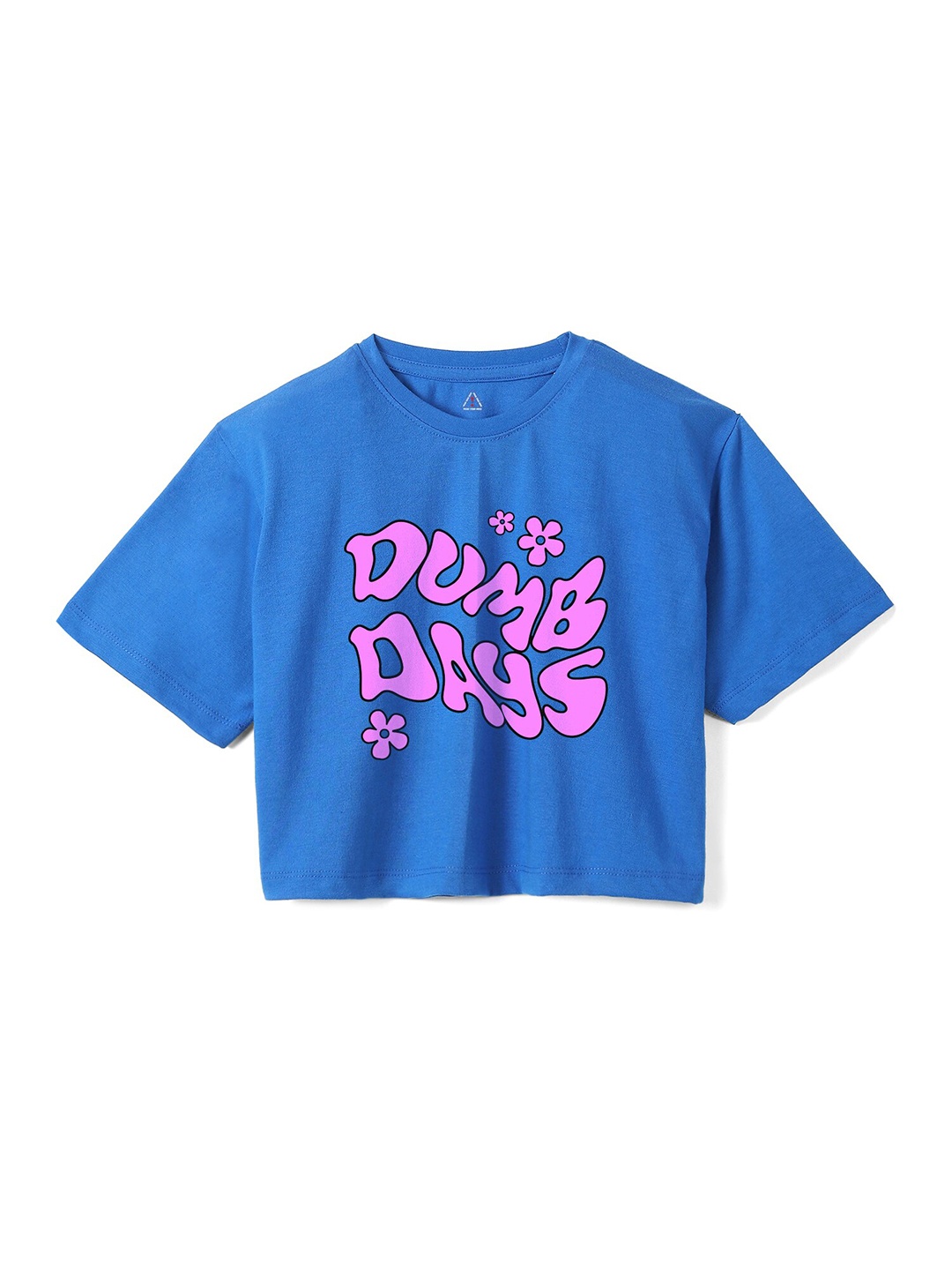 

Wear Your Mind Girls Typography Printed Pure Cotton Boxy T-shirt, Blue