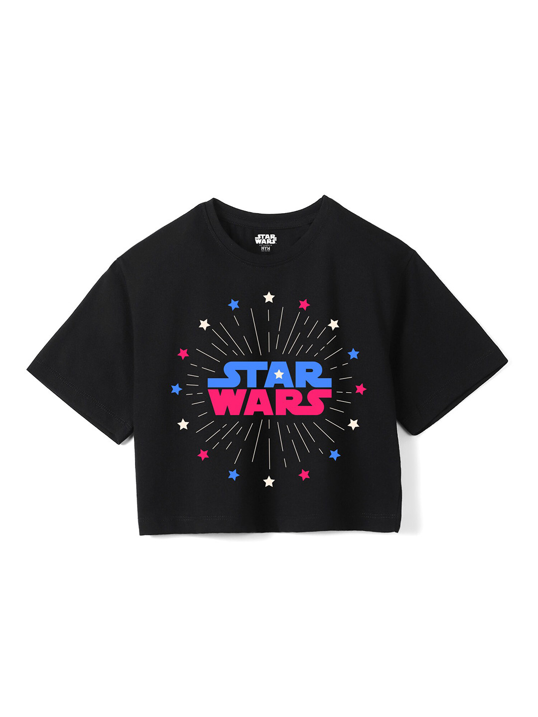 

Wear Your Mind Girls Star Wars Printed Pure Cotton Boxy T-shirt, Black