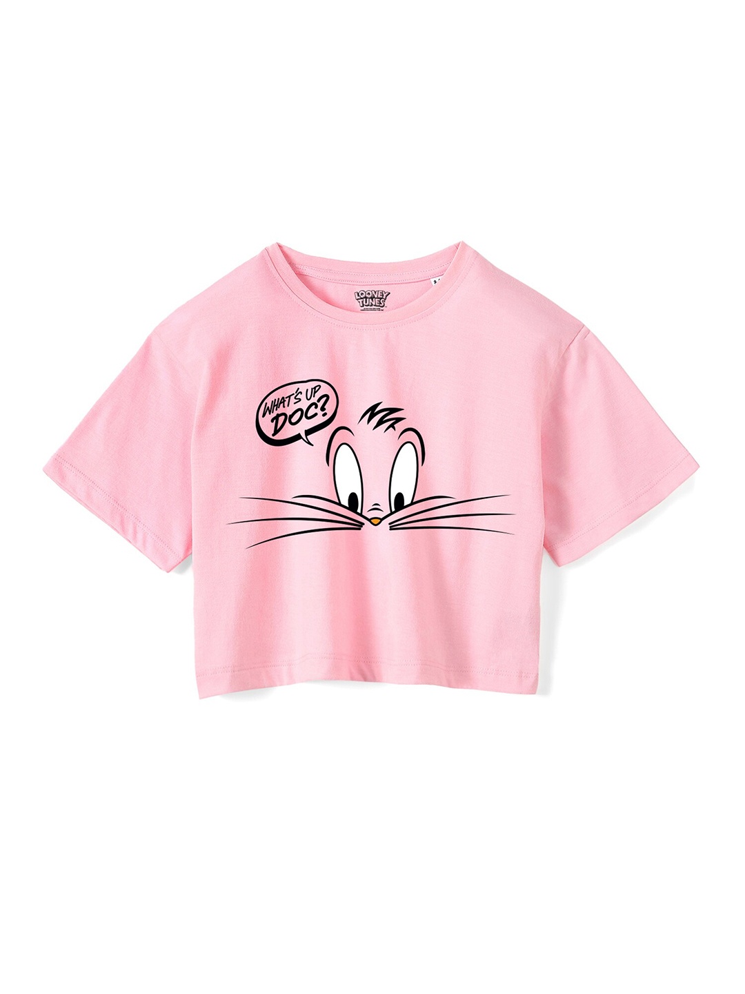 

Wear Your Mind Girls Bugs Bunny Printed Pure Cotton Boxy T-shirt, Pink