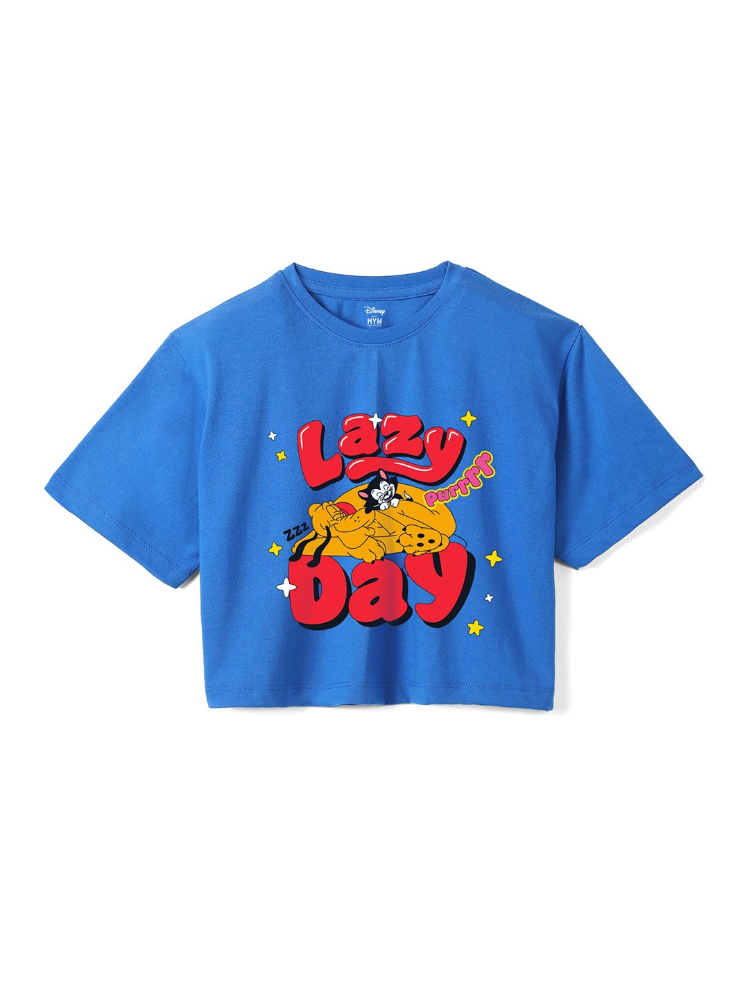 

Wear Your Mind Girls Pluto Printed Pure Cotton Boxy Fit T-shirt, Blue