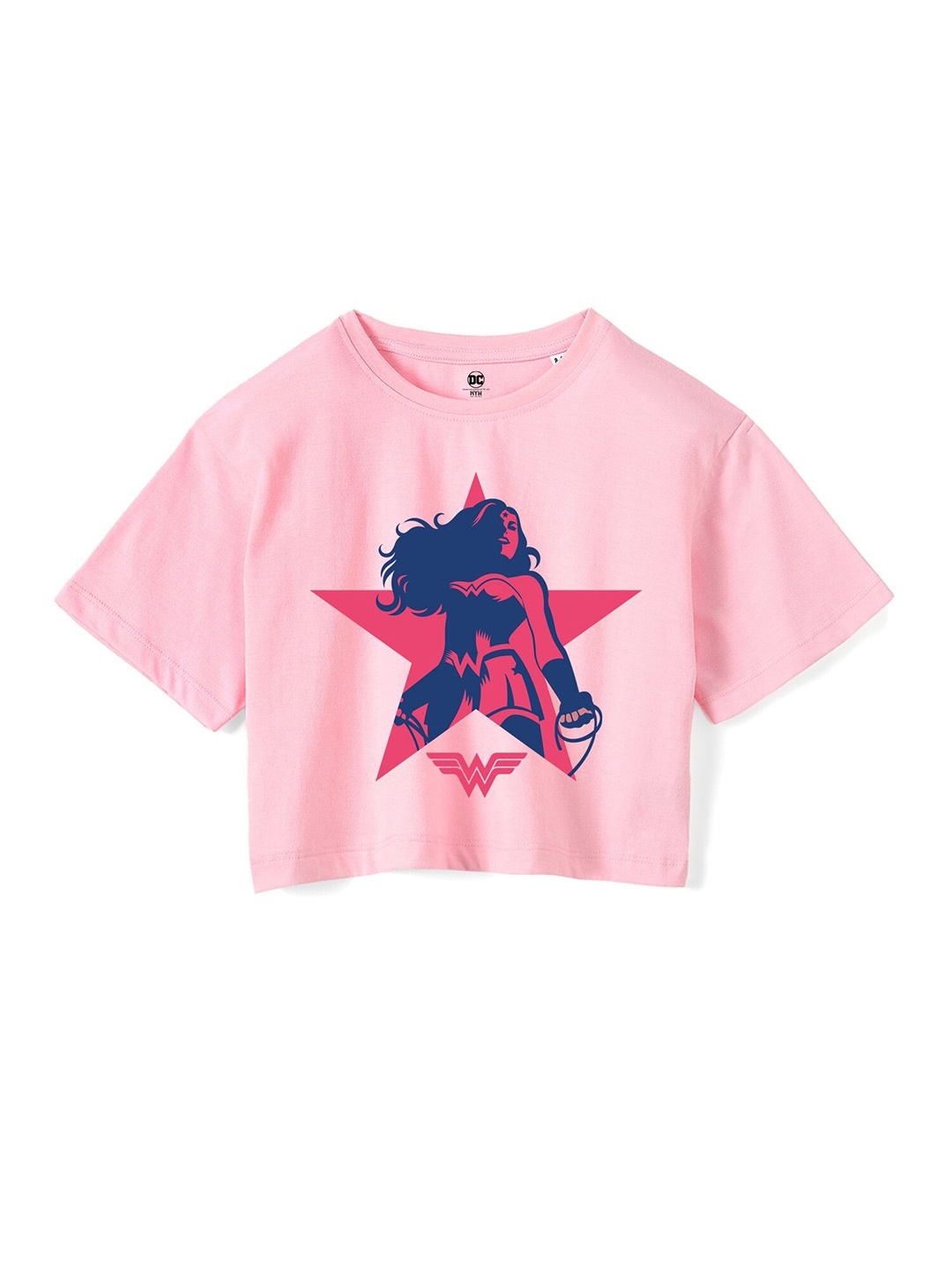 

Wear Your Mind Girls Wonder Woman Printed Pure Cotton Boxy T-shirt, Pink