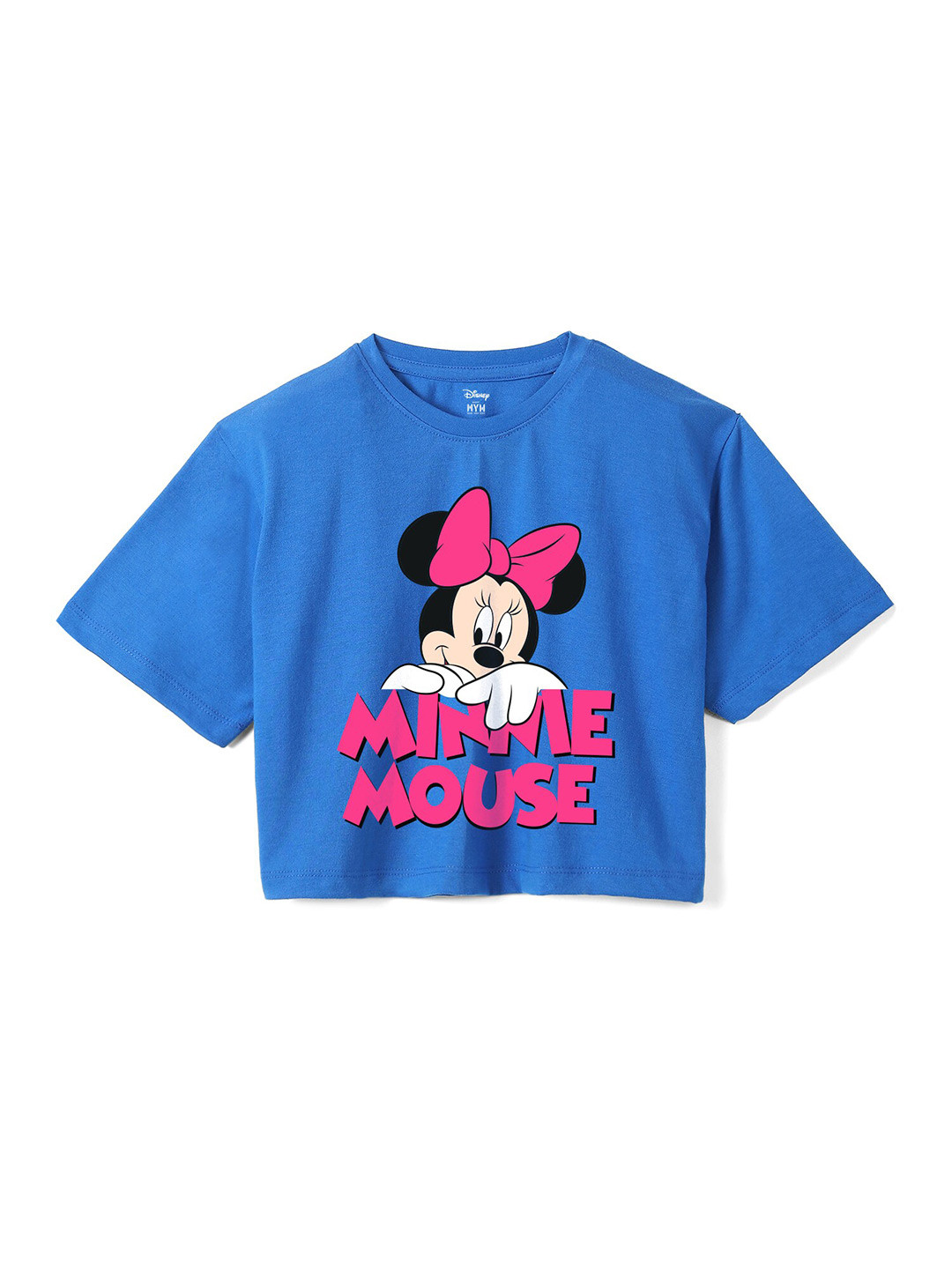

Wear Your Mind Girls Minnie Mouse Printed Pure Cotton Boxy T-shirt, Blue