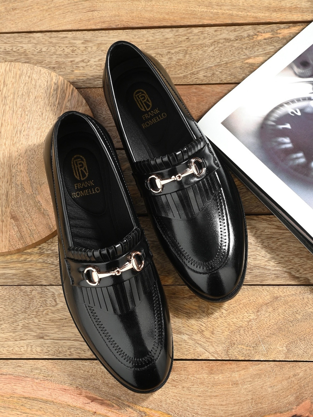 

FRANKROMELLO Men Buckled Formal Loafers, Black