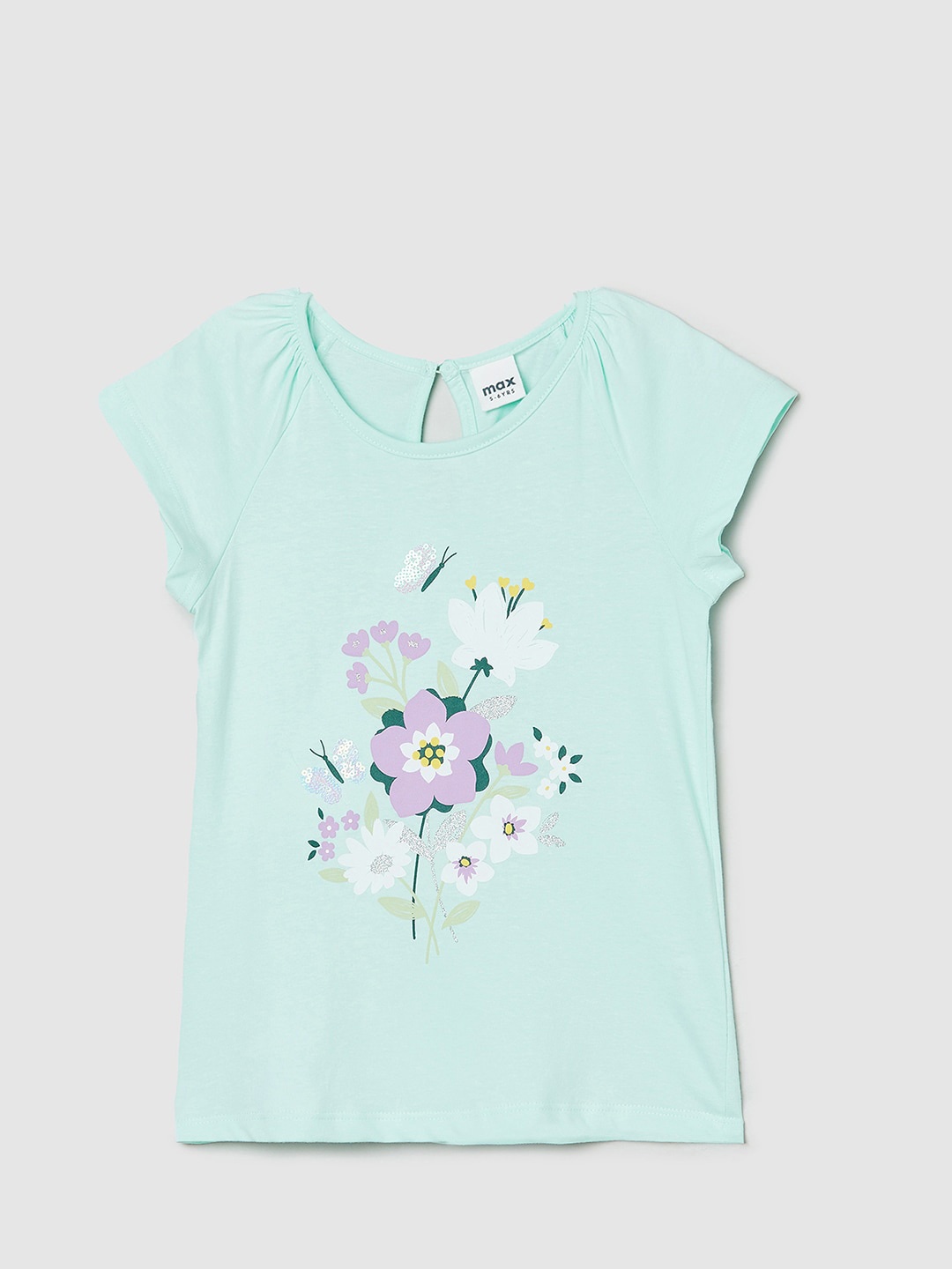 

max Girls Graphic Print Cotton Top, Blue