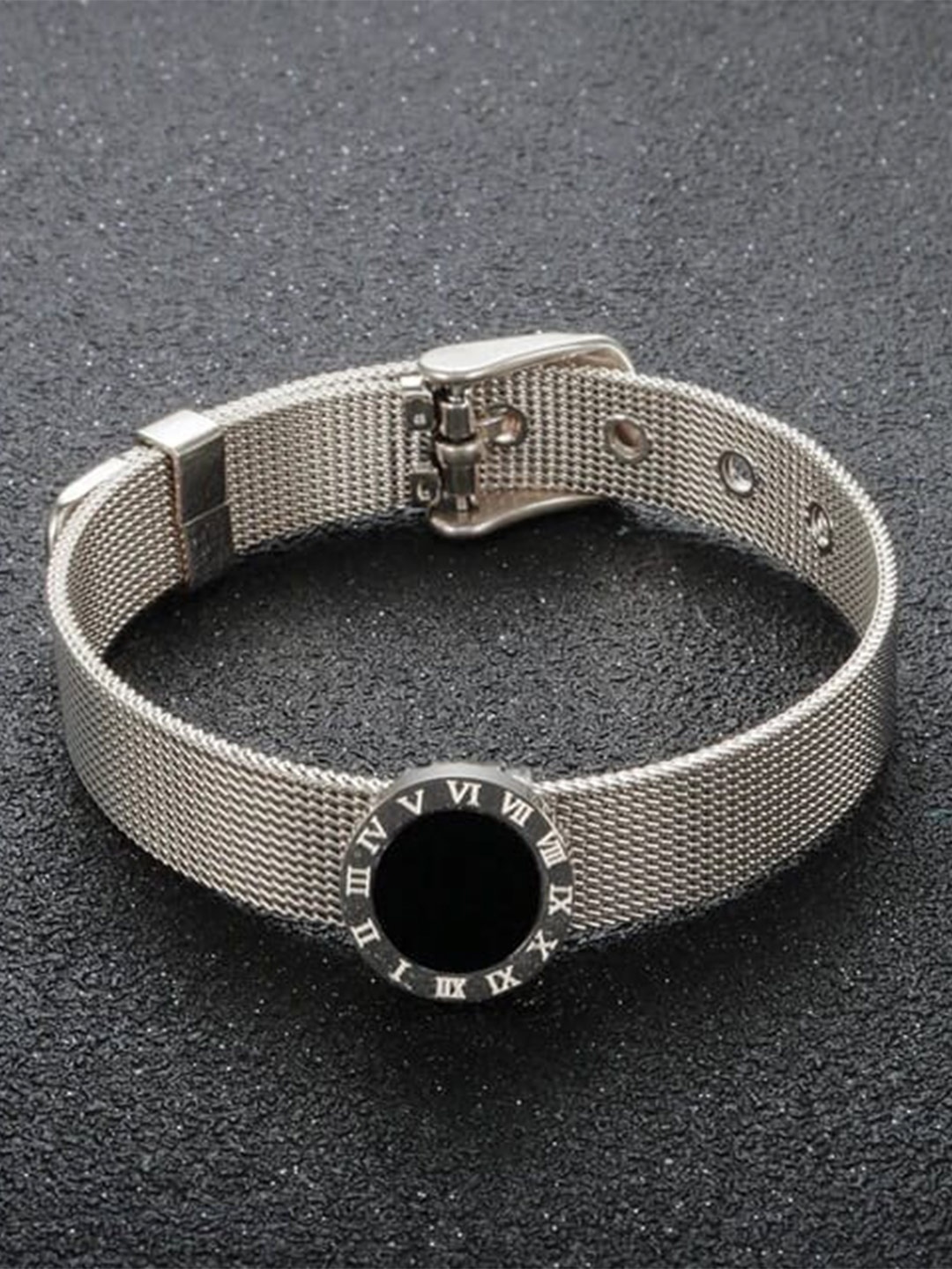 

VIEN Silver-Plated Roman Single Round Digital Wraparound Bracelet