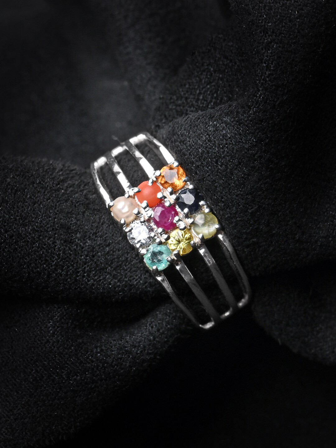 

Clara Men 925 Silver Artificial Stones Studded Adjustable Finger Ring