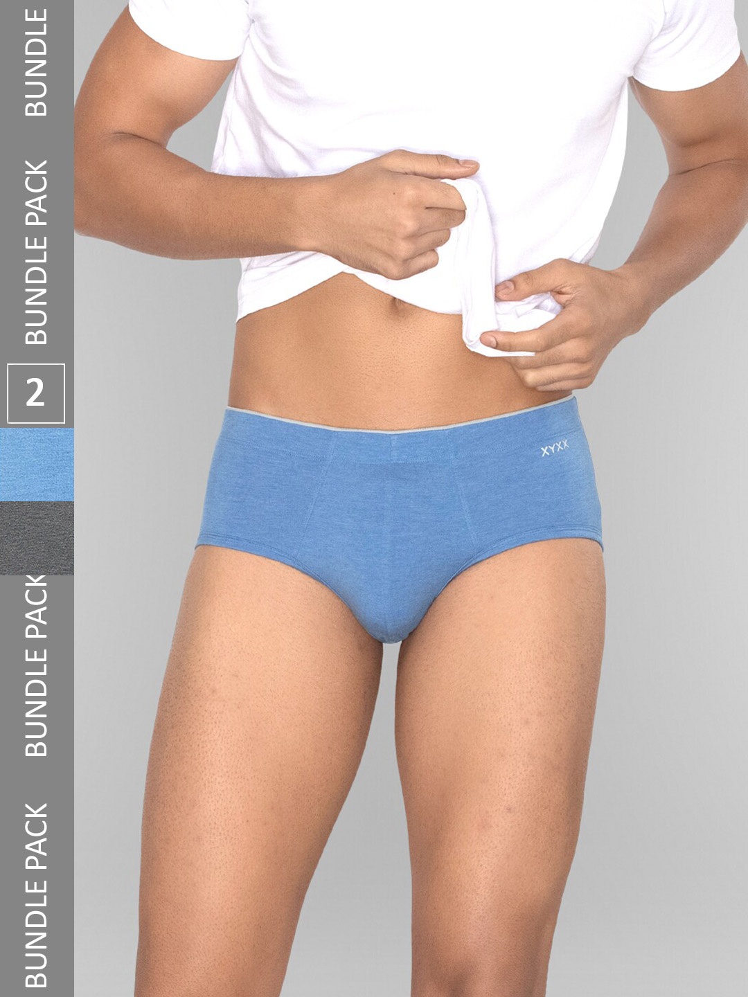 

XYXX Men Solid Pack of 2 Uno Medley IntelliSoft Micro Modal Briefs, Grey