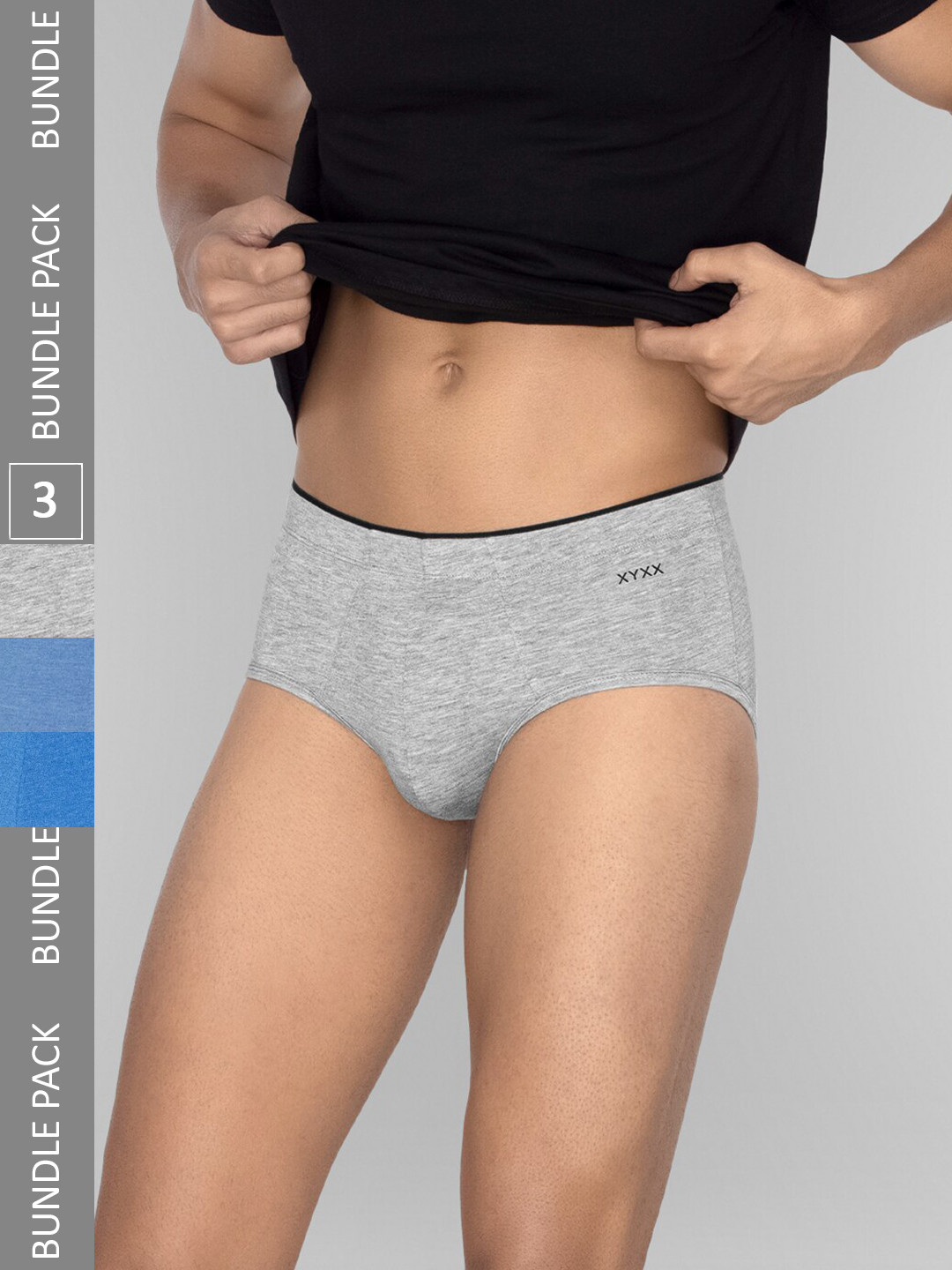 

XYXX Men Solid Pack of 3 Uno Medley IntelliSoft Micro Modal Briefs, Blue