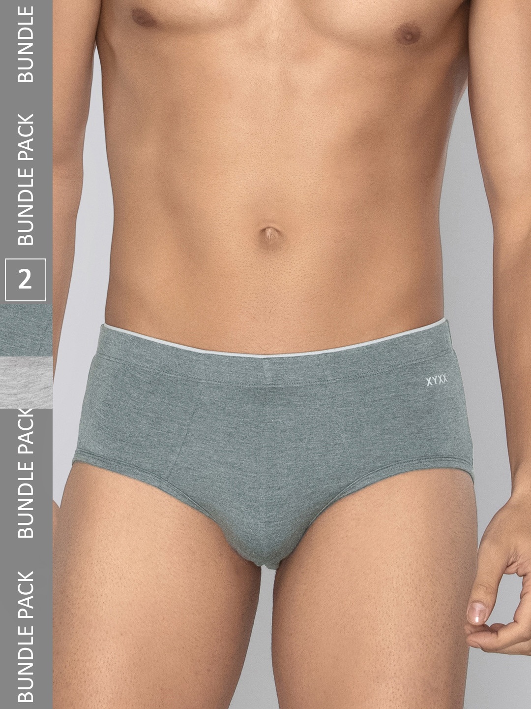 

XYXX Men Solid Pack of 2 Uno Medley IntelliSoft Micro Modal Briefs, Grey