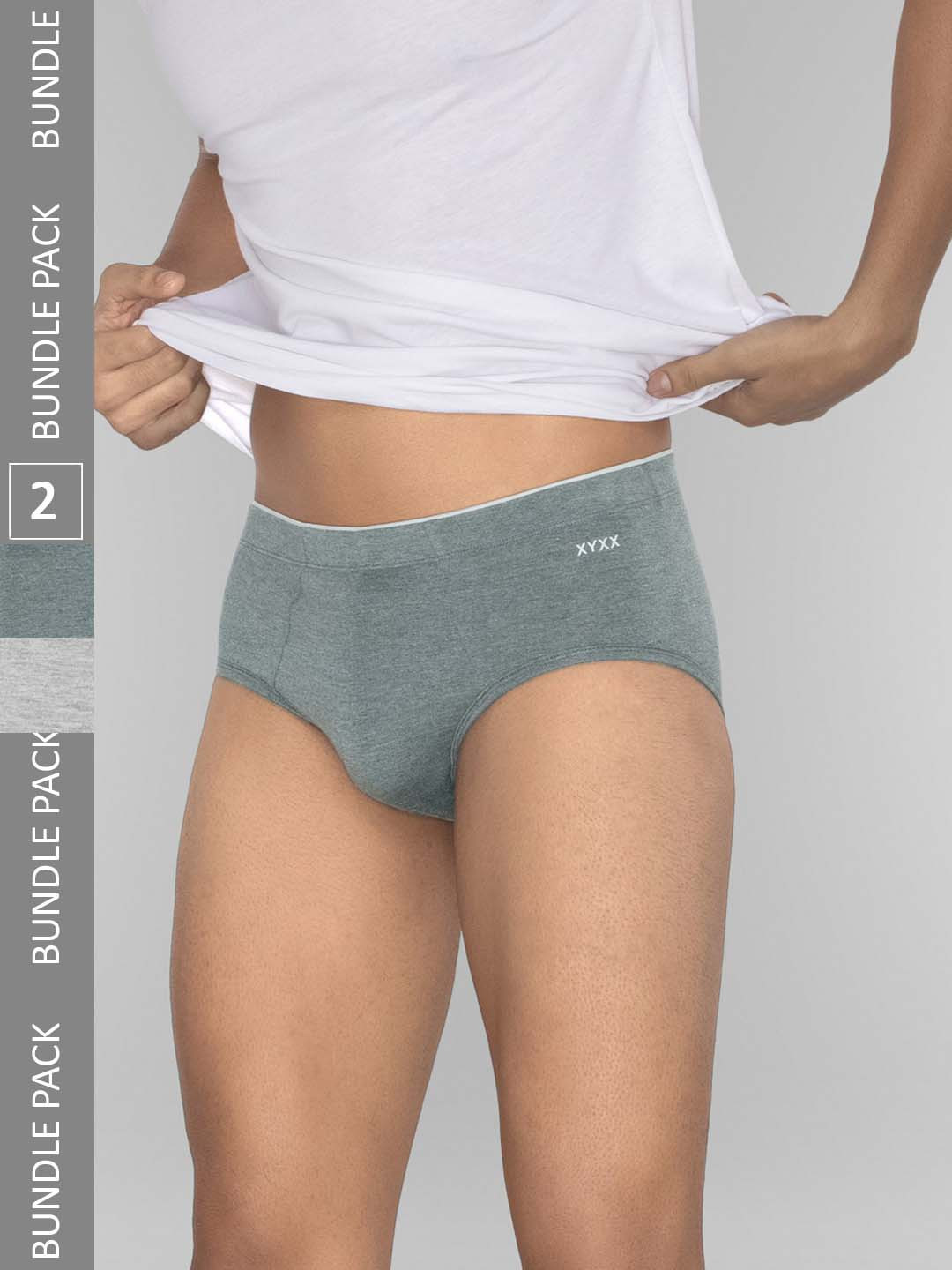 

XYXX Men Solid Pack of 2 Uno Medley IntelliSoft Micro Modal Briefs, Grey