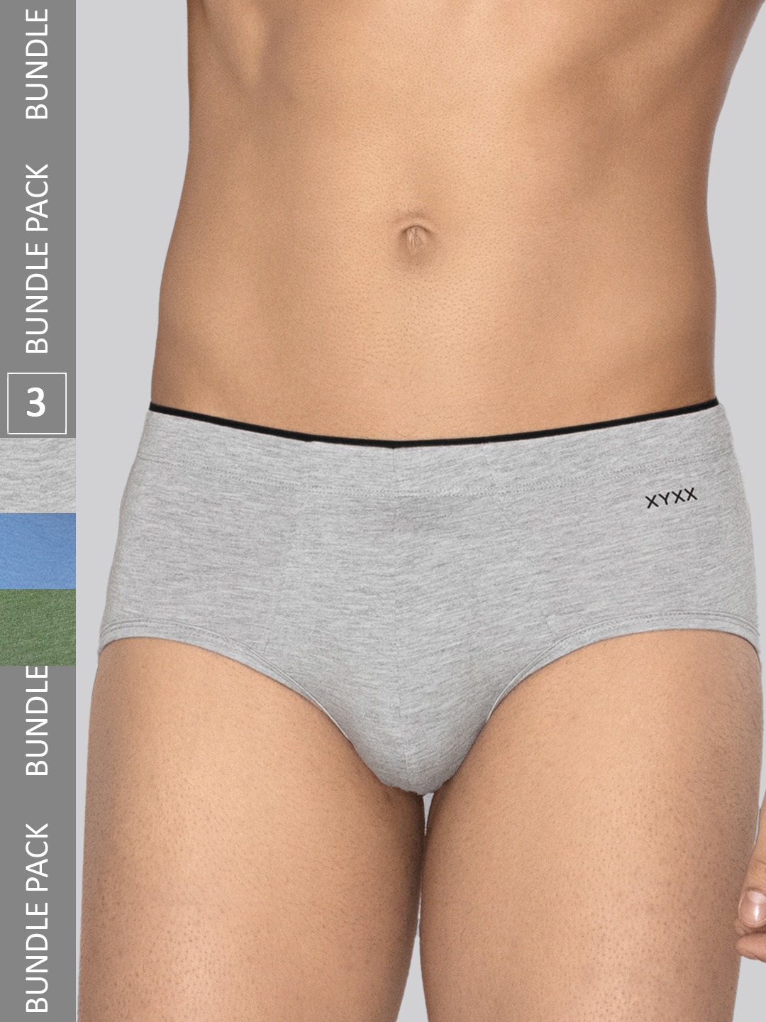 

XYXX Men Solid Pack of 3 Uno Medley IntelliSoft Micro Modal Briefs, Blue