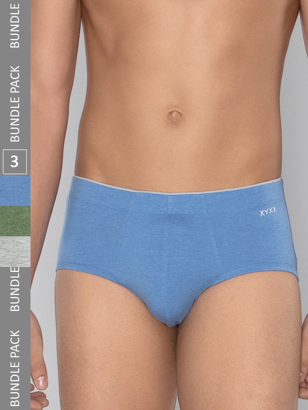 

XYXX Men Solid Pack of 3 Uno Medley IntelliSoft Micro Modal Briefs, Blue
