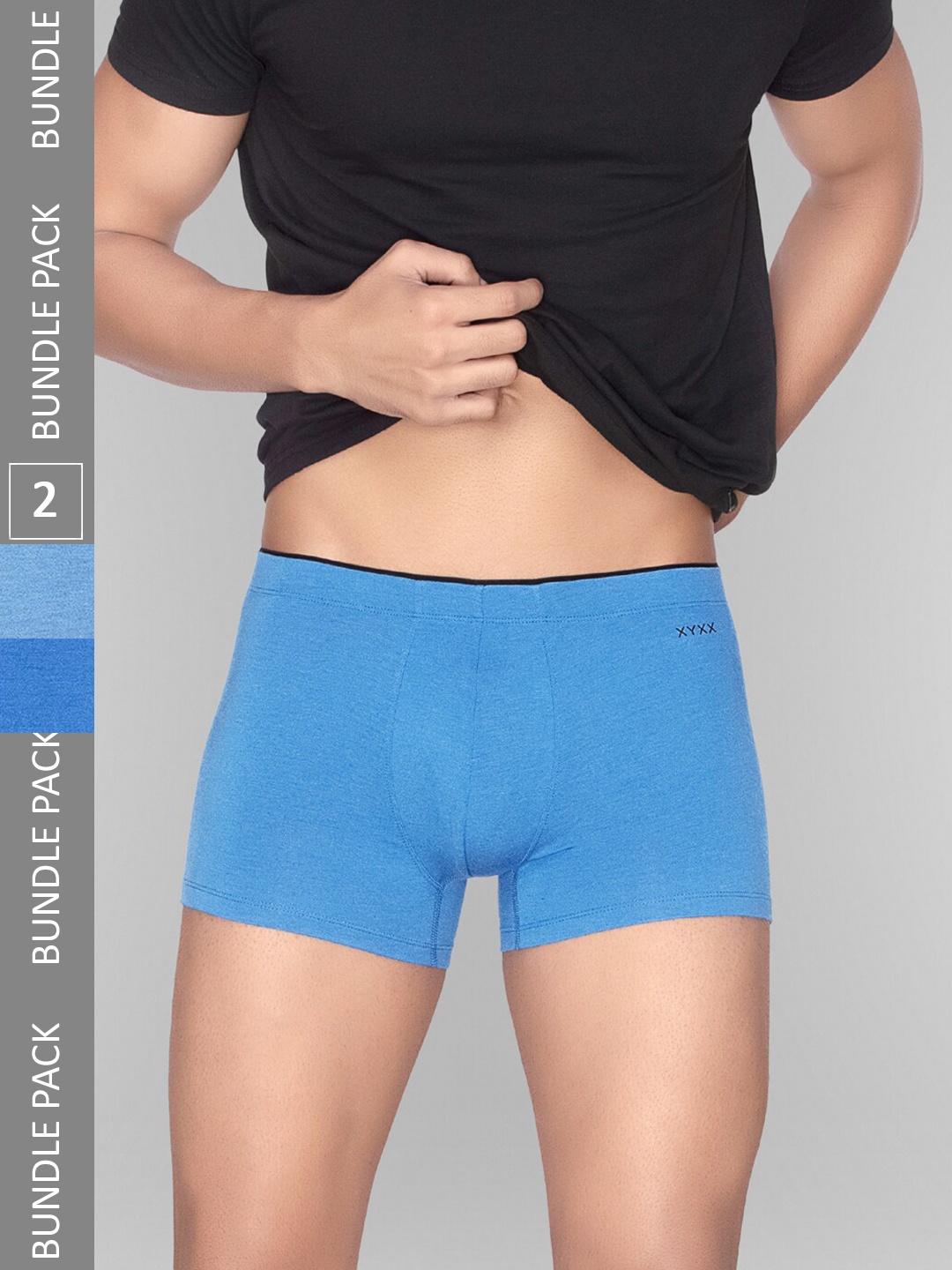 

XYXX Men Solid Pack of 2 Uno Medley IntelliSoft Micro Modal Trunks, Blue
