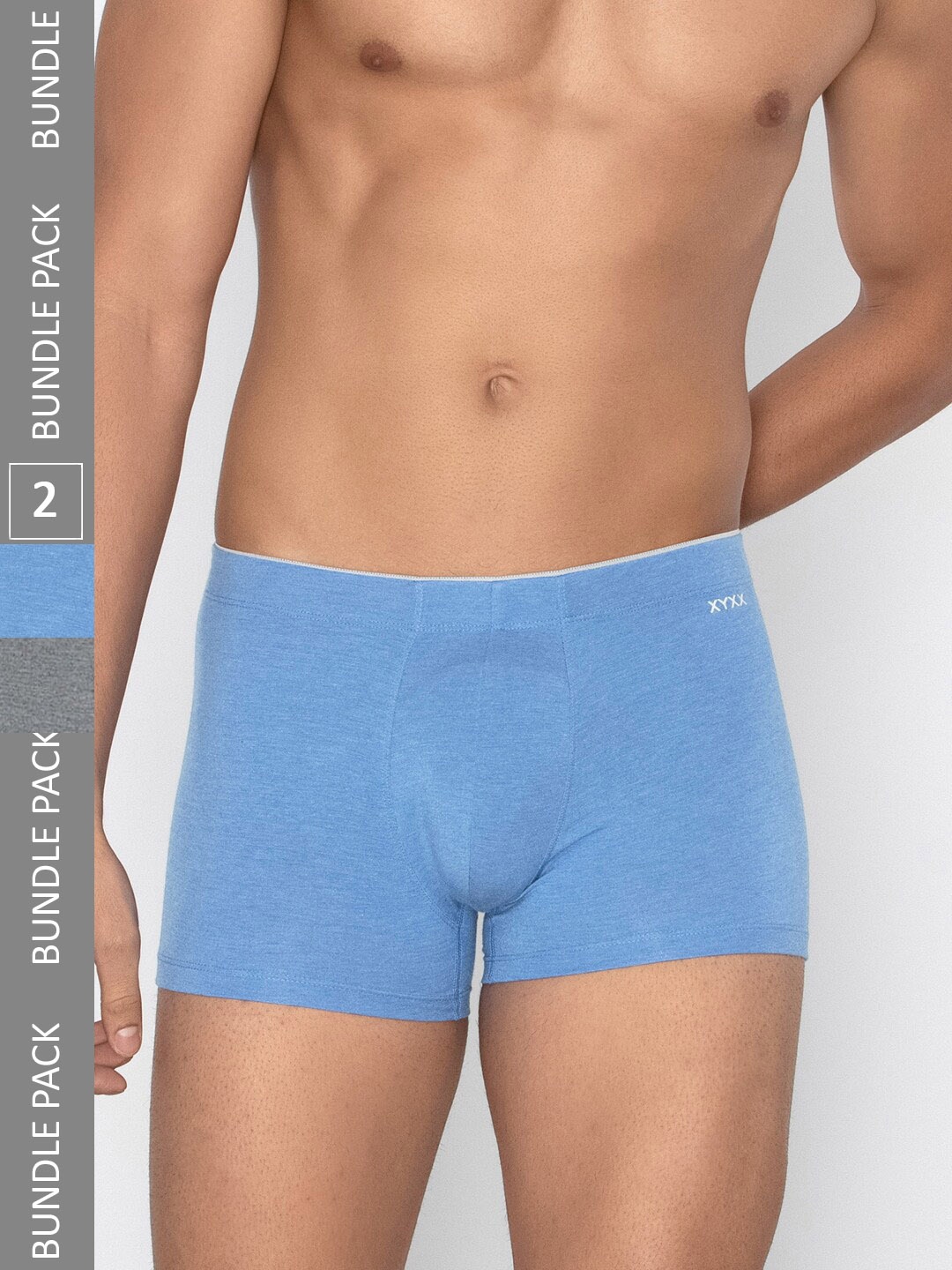 

XYXX Men Solid Pack of 2 Uno Medley IntelliSoft Micro Modal Trunks, Grey