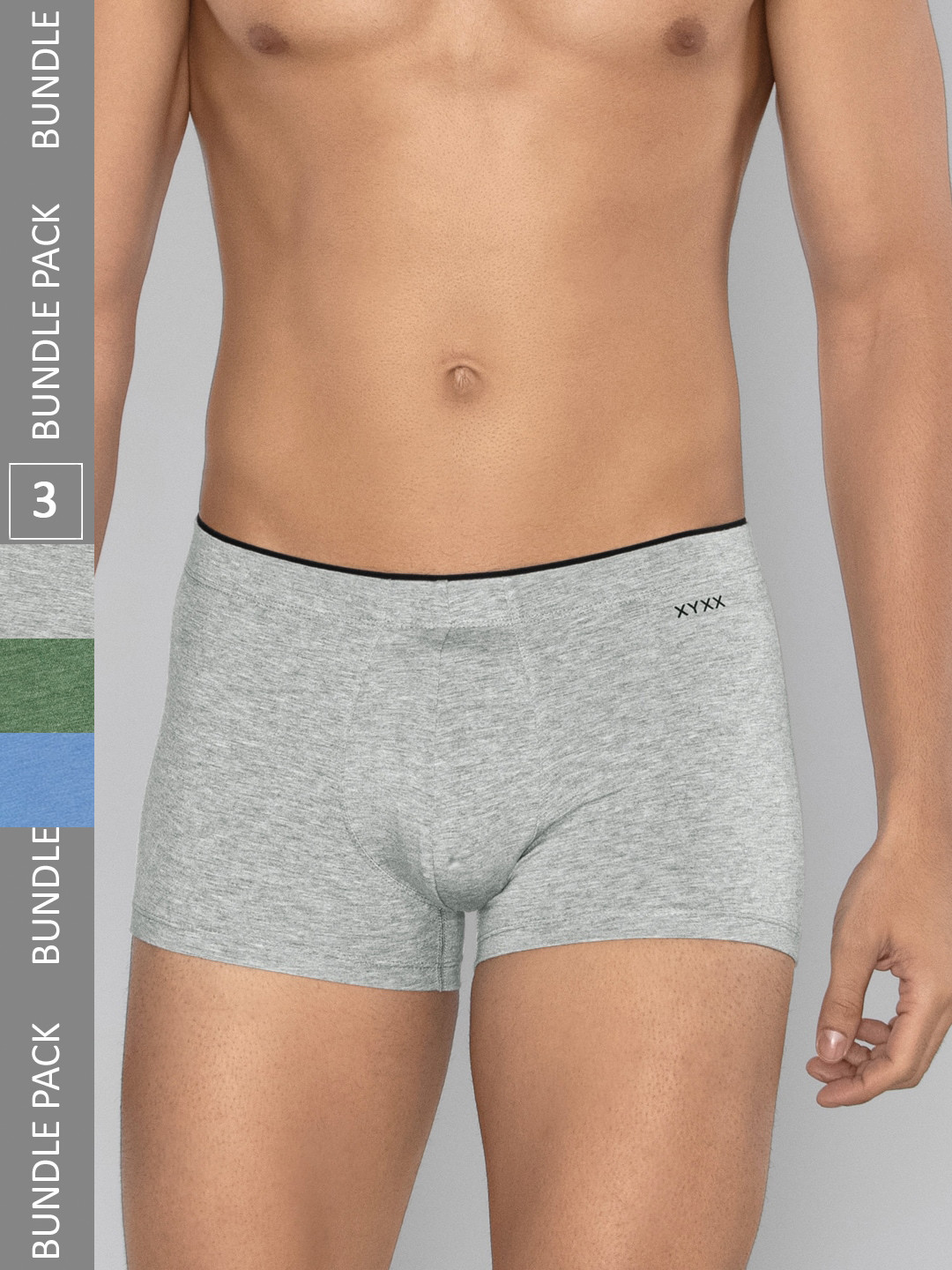 

XYXX Men Solid Pack of 3 Uno Medley IntelliSoft Micro Modal Trunks, Grey