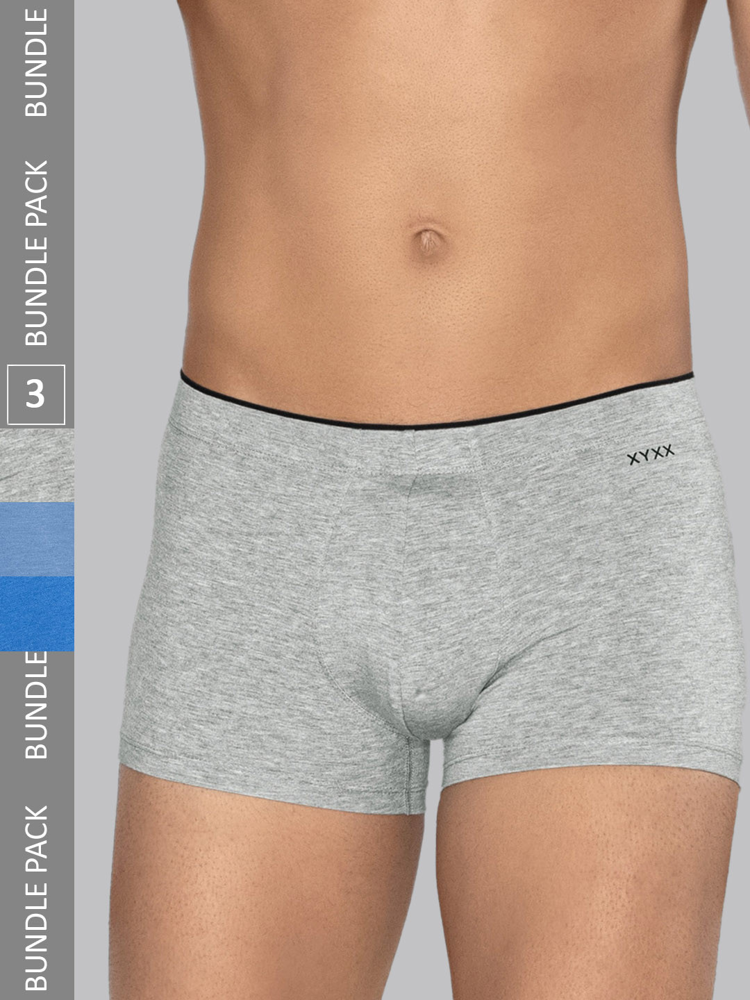 

XYXX Men Solid Pack of 3 Uno Medley IntelliSoft Micro Modal Trunks, Grey