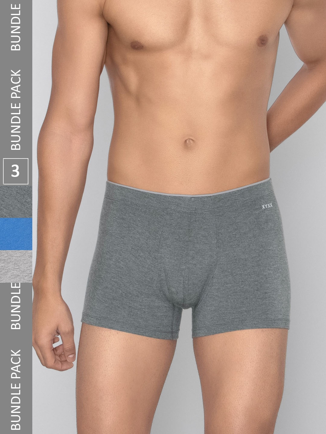 

XYXX Men Solid Pack of 3 Uno Medley IntelliSoft Micro Modal Trunks, Blue
