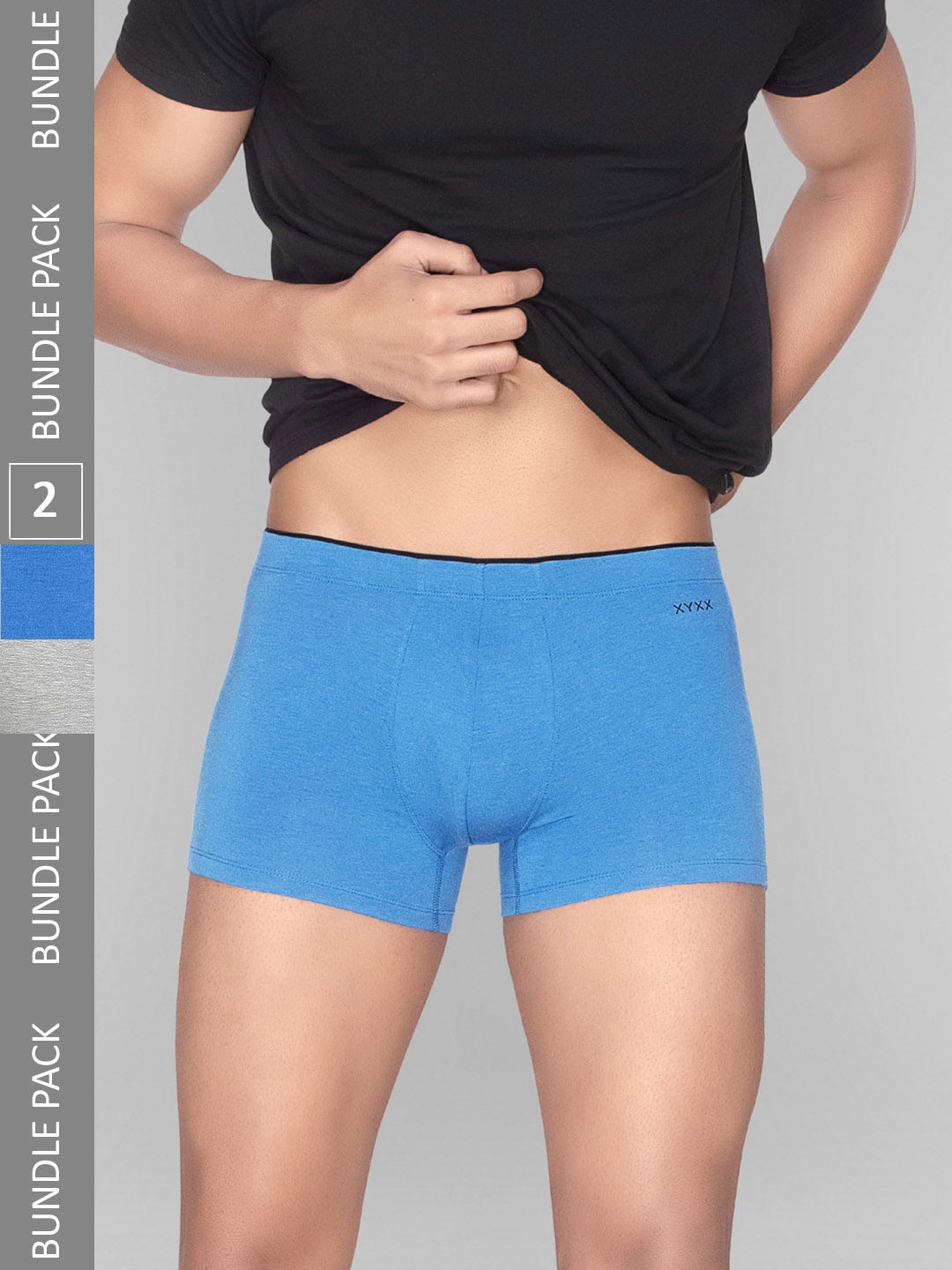 

XYXX Men Solid Pack of 2 Uno Medley IntelliSoft Micro Modal Trunks, Grey