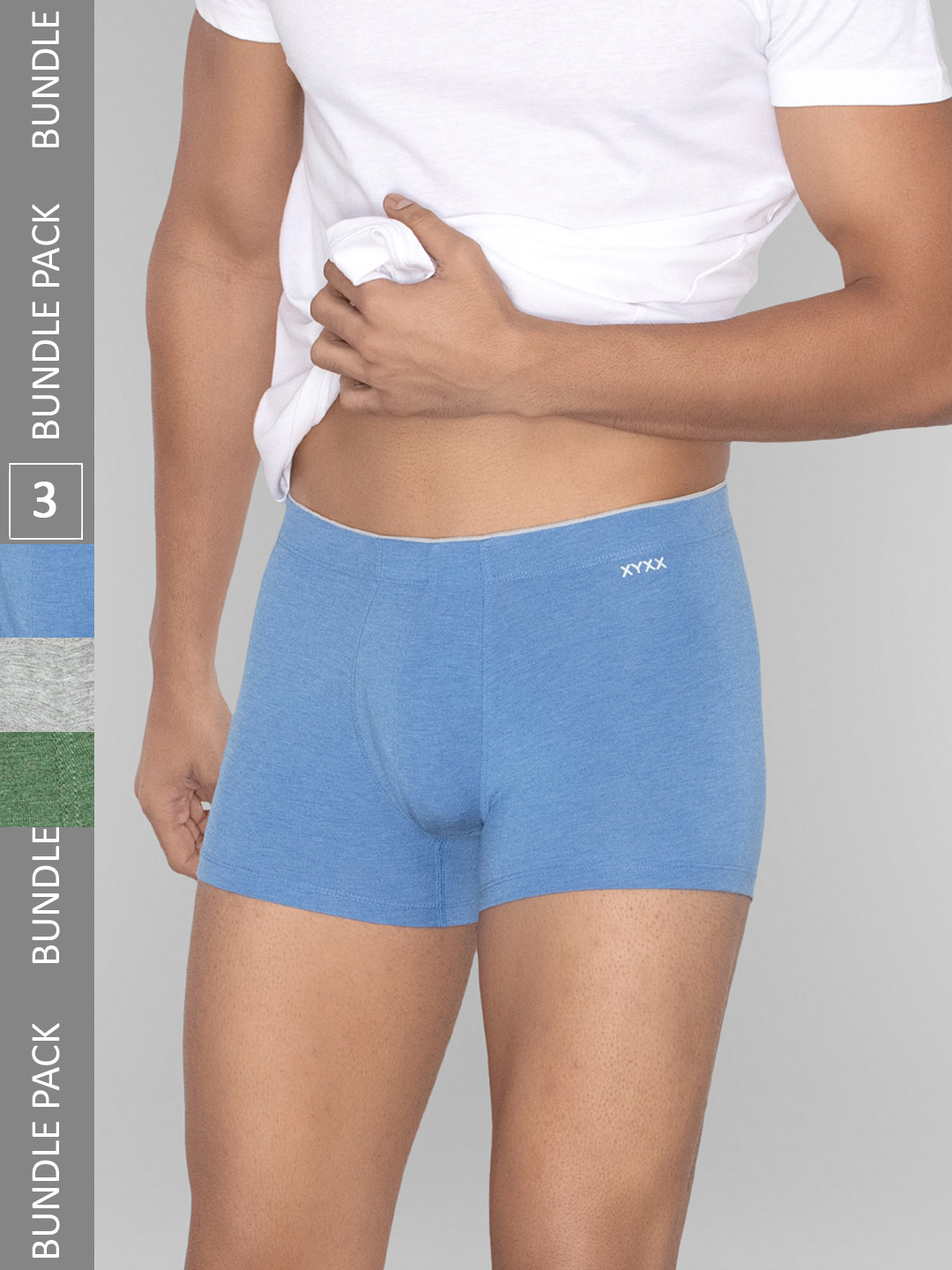 

XYXX Men Pack Of 3Micro Modal UNO Medley Trunks, Olive