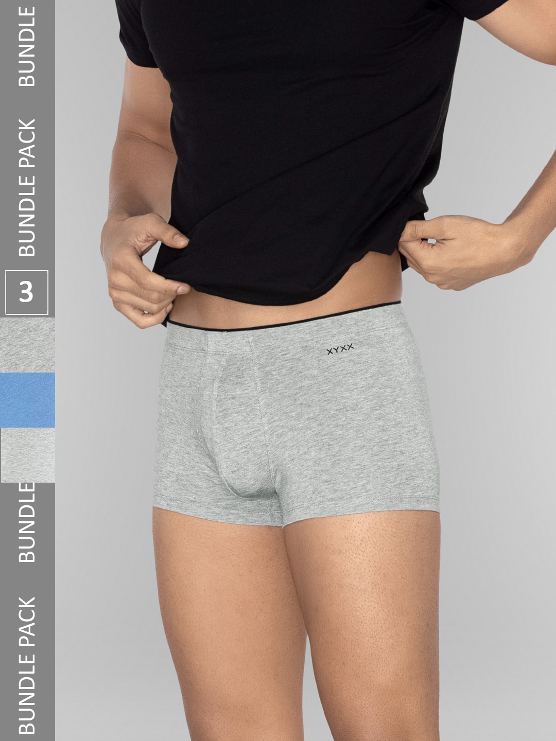 

XYXX Mens Solid Pack of 3 Micro Modal UNO Medley Brief, Grey
