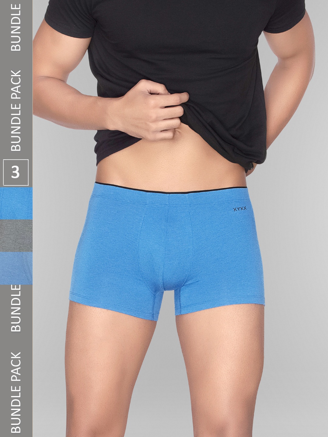 

XYXX Men Solid Pack of 3 Uno Medley IntelliSoft Micro Modal Trunks, Grey