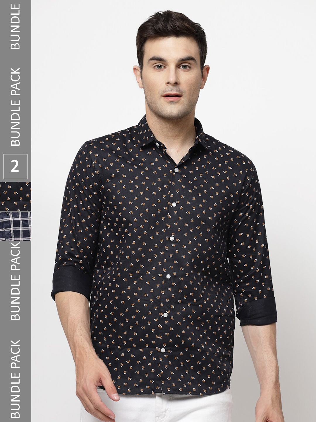 

ADWYN PETER New Pack Of 2 Tartan Checked Cotton Casual Shirt, Black