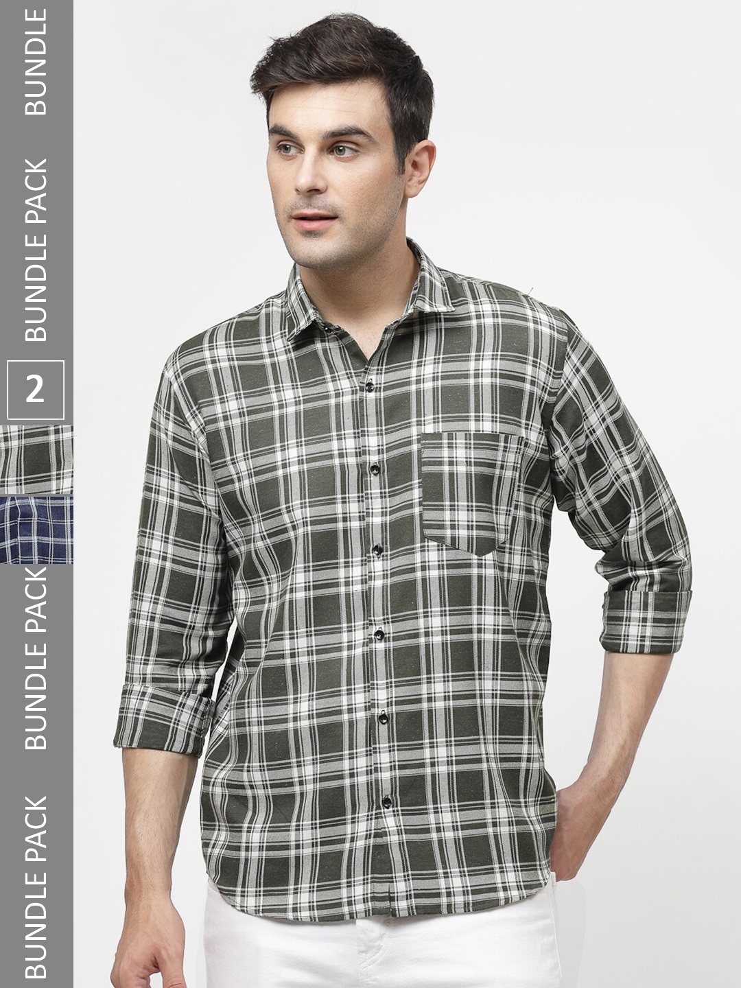 

ADWYN PETER Pack Of 2 New Checked Cotton Casual Shirt, Black
