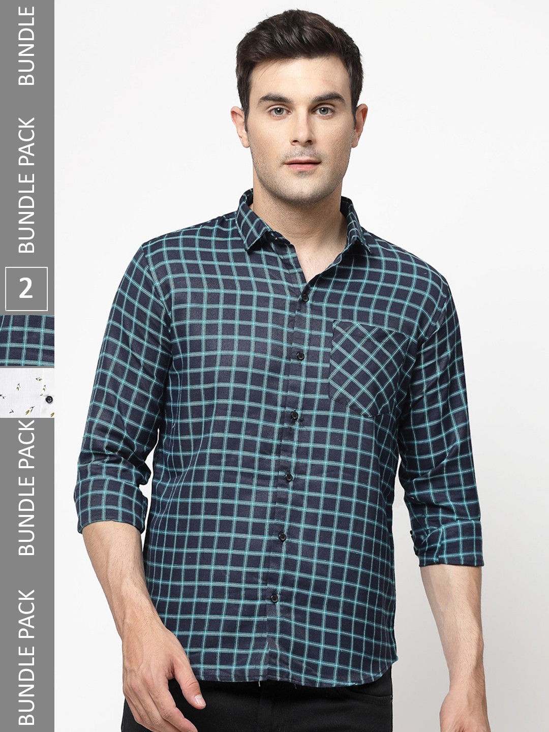 

ADWYN PETER Pack Of 2 New Printed Cotton Casual Shirt, Navy blue