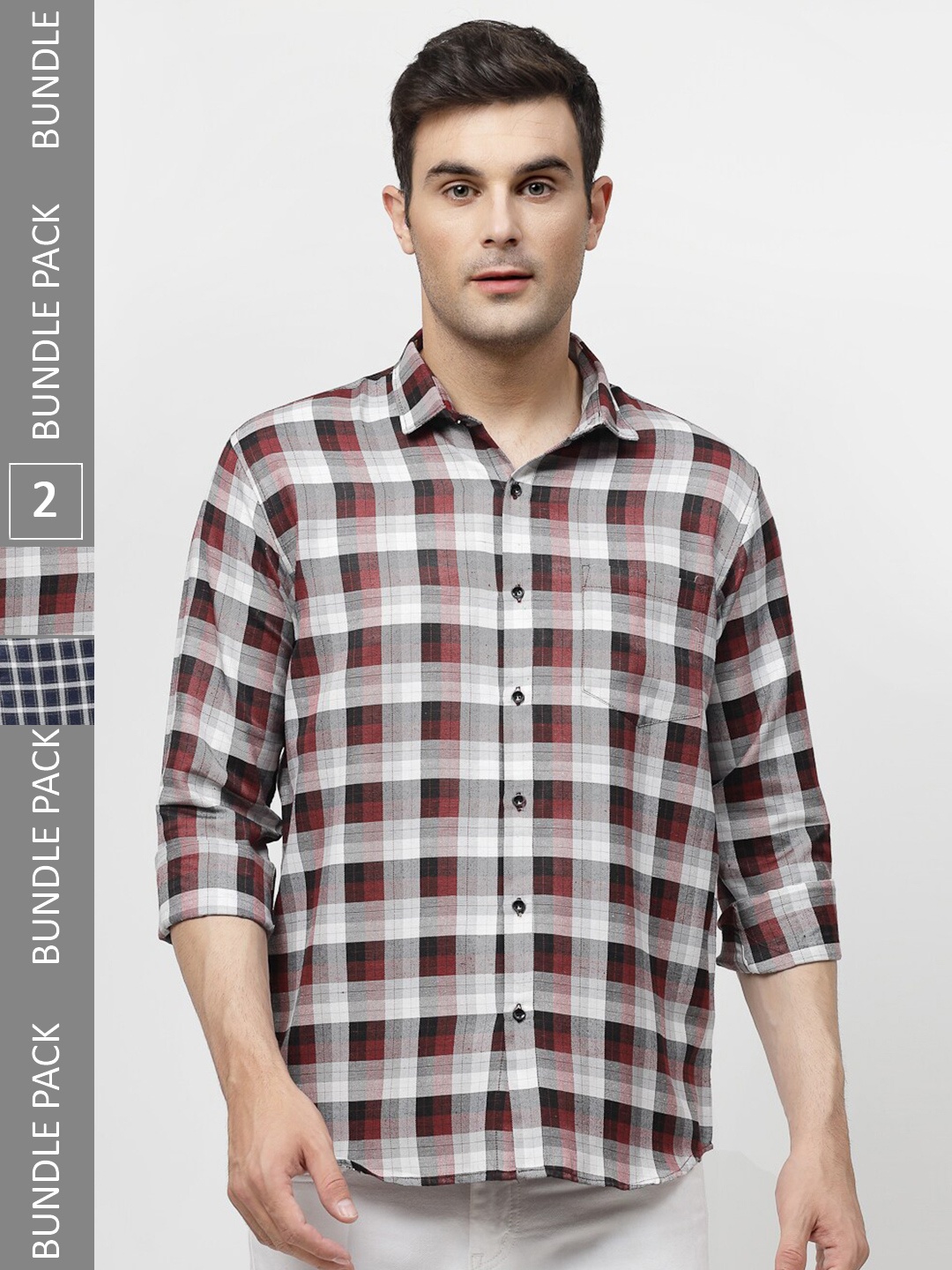 

ADWYN PETER Pack Of 2 New Checked Cotton Casual Shirt, Red