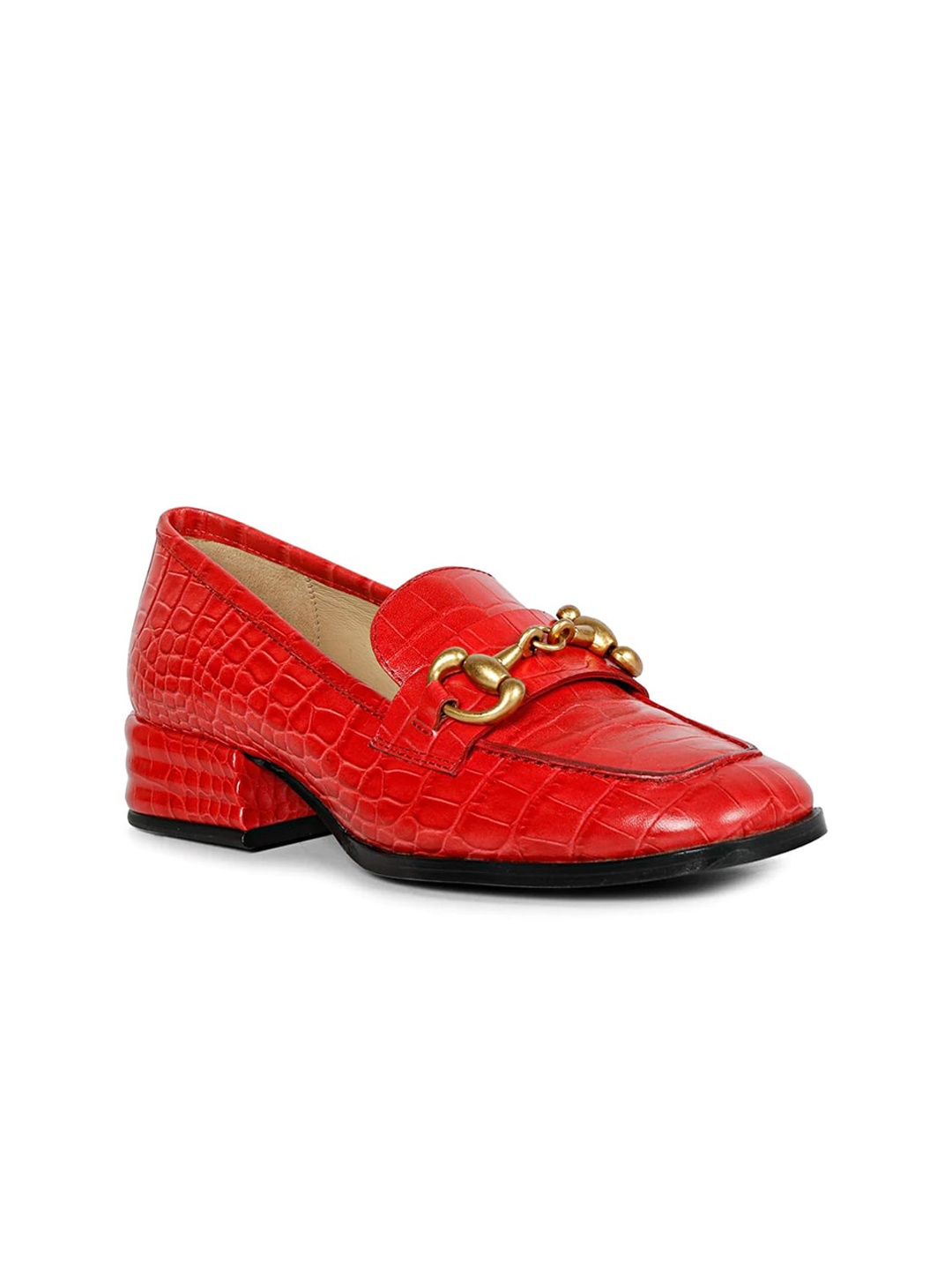 

Saint G Textured Leather Block Mules, Red