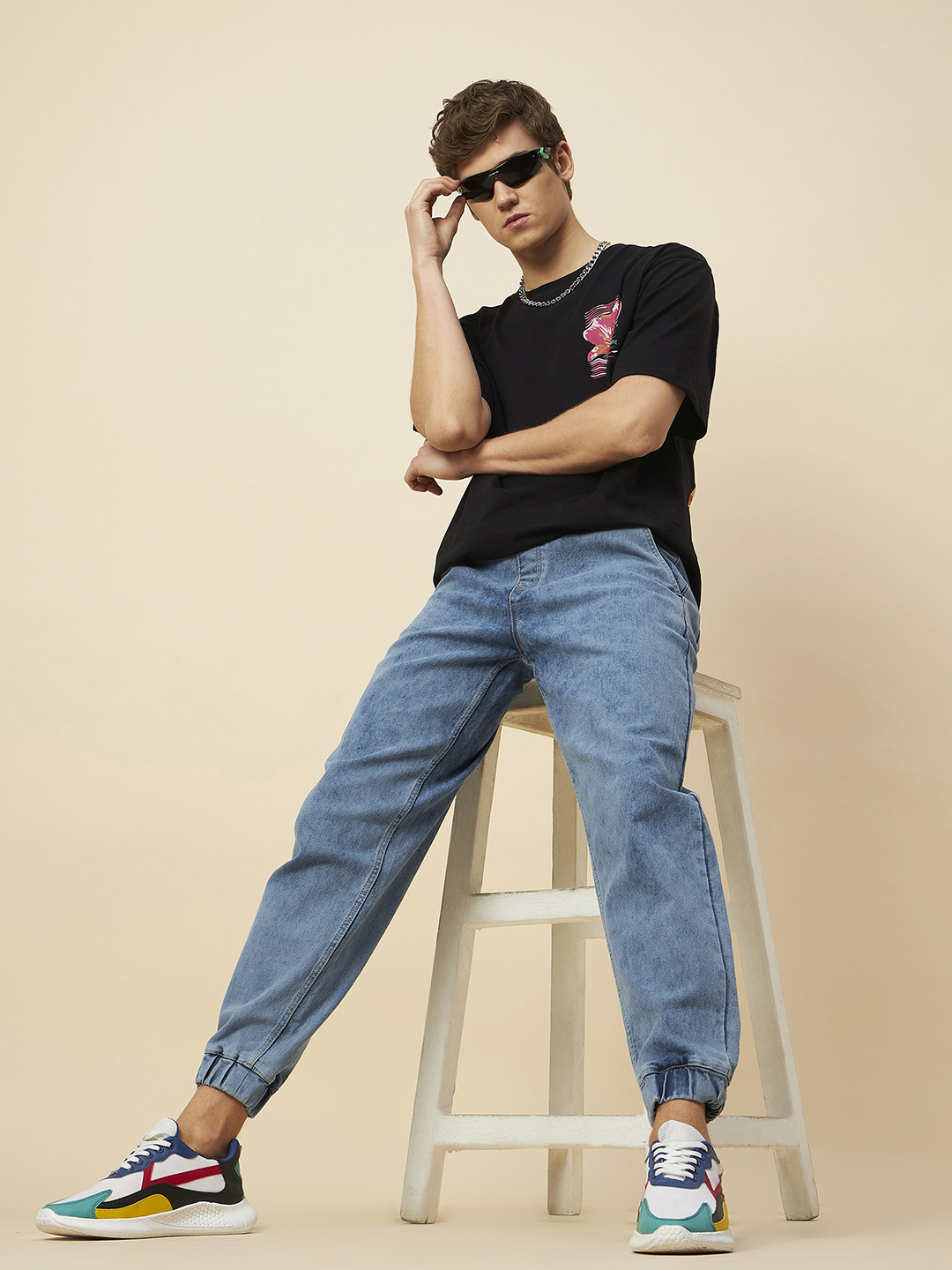 

High Star Men Comfort Heavy Fade Stretchable Jogger Jeans, Blue