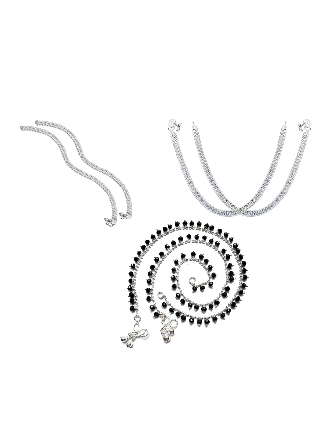 

RUHI COLLECTION Set Of 3 Silver-Plated Anklets