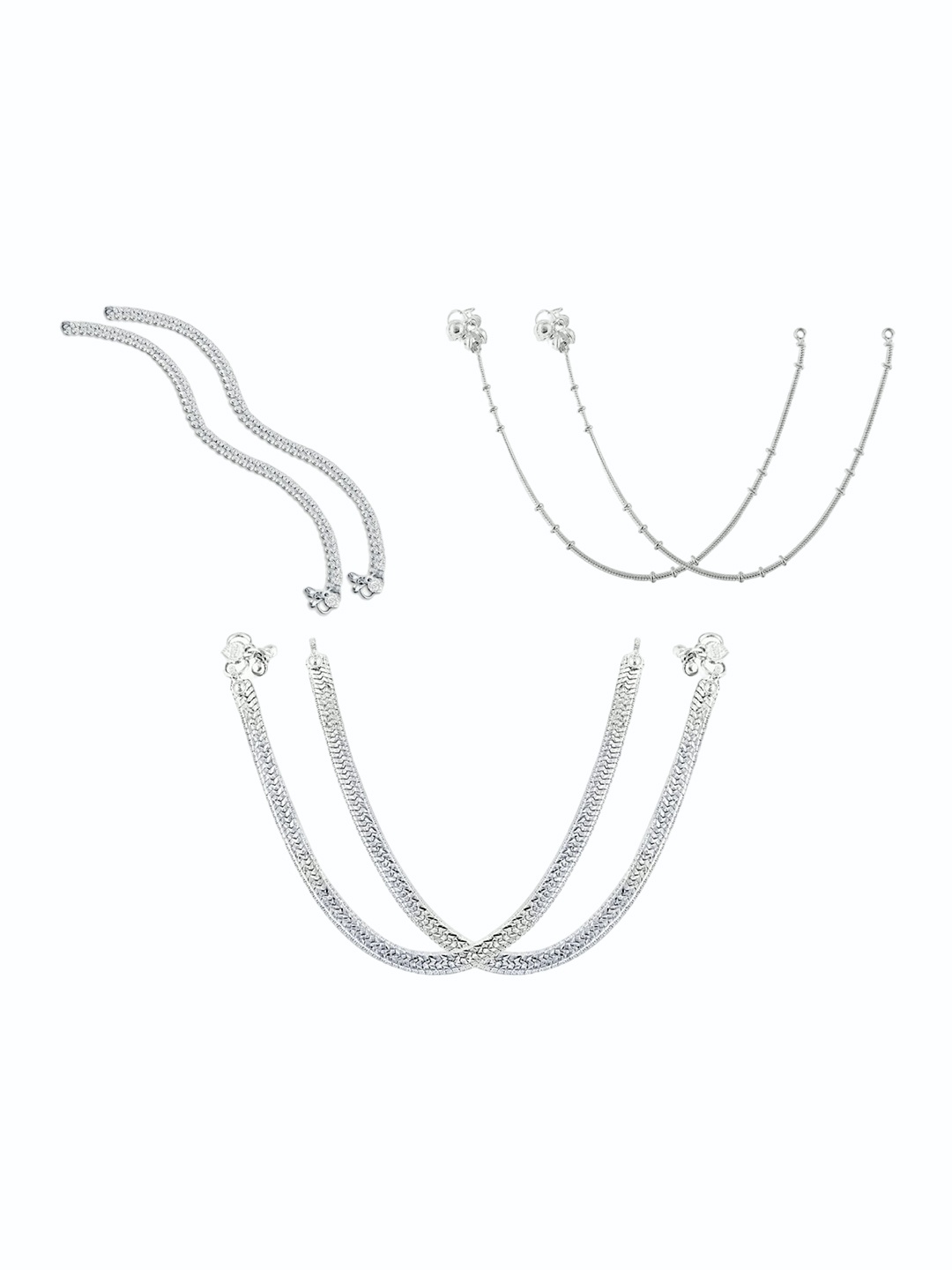 

RUHI COLLECTION Set Of 3 Silver-Plated Anklets