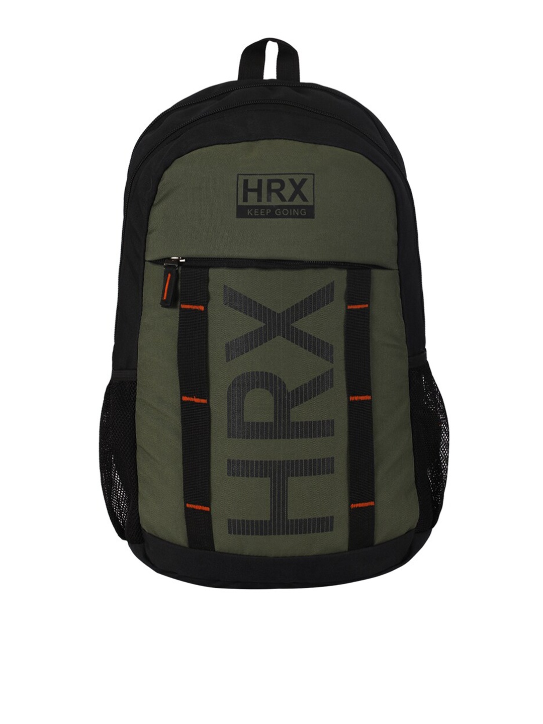 HRX by Hrithik Roshan Olive Green Brand Logo Water Resistant Ergonomic Strap Backpack