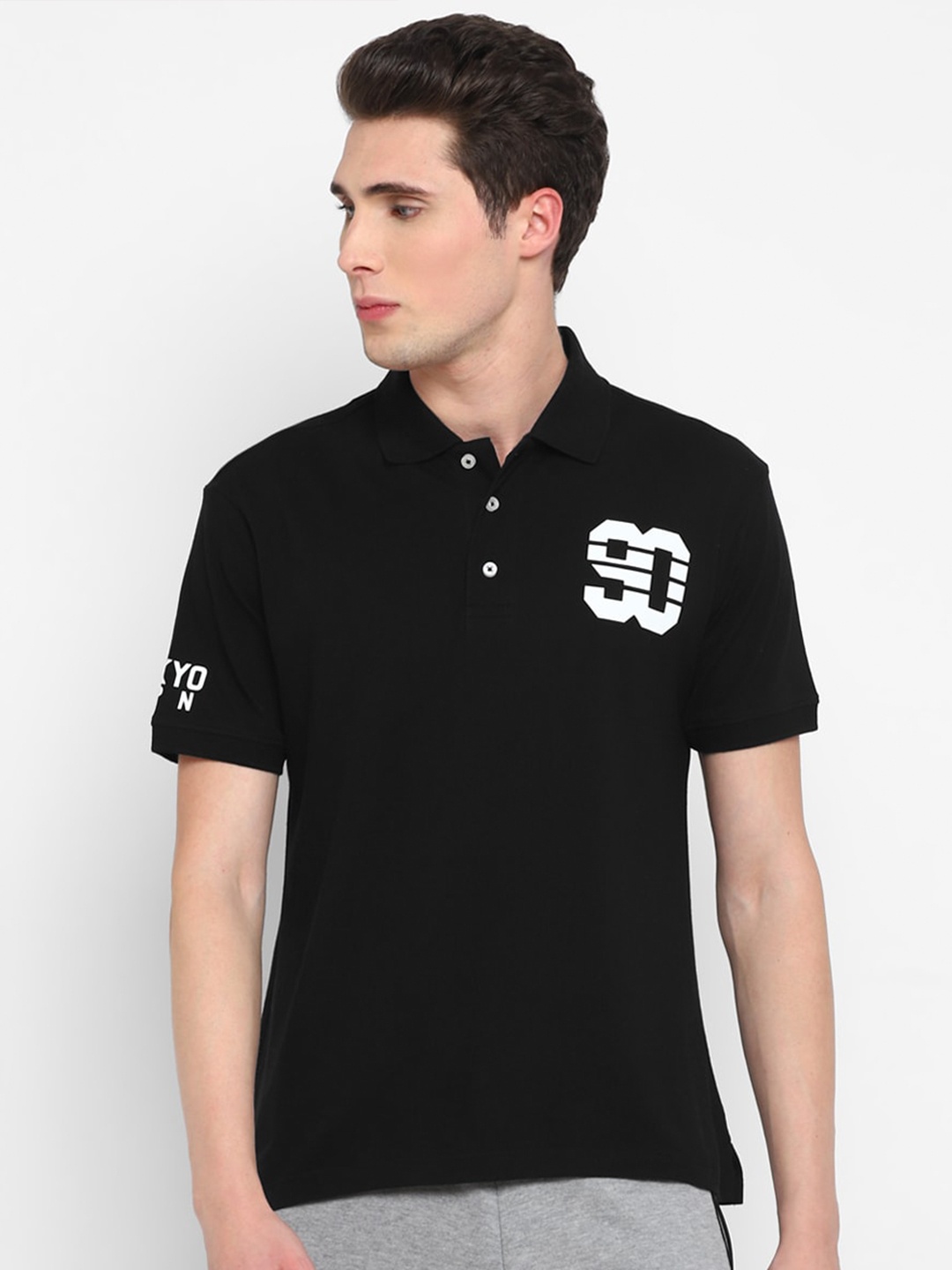 

Yuuki Polo Collar Antimicrobial Training Or Gym Sports T-shirt, Black