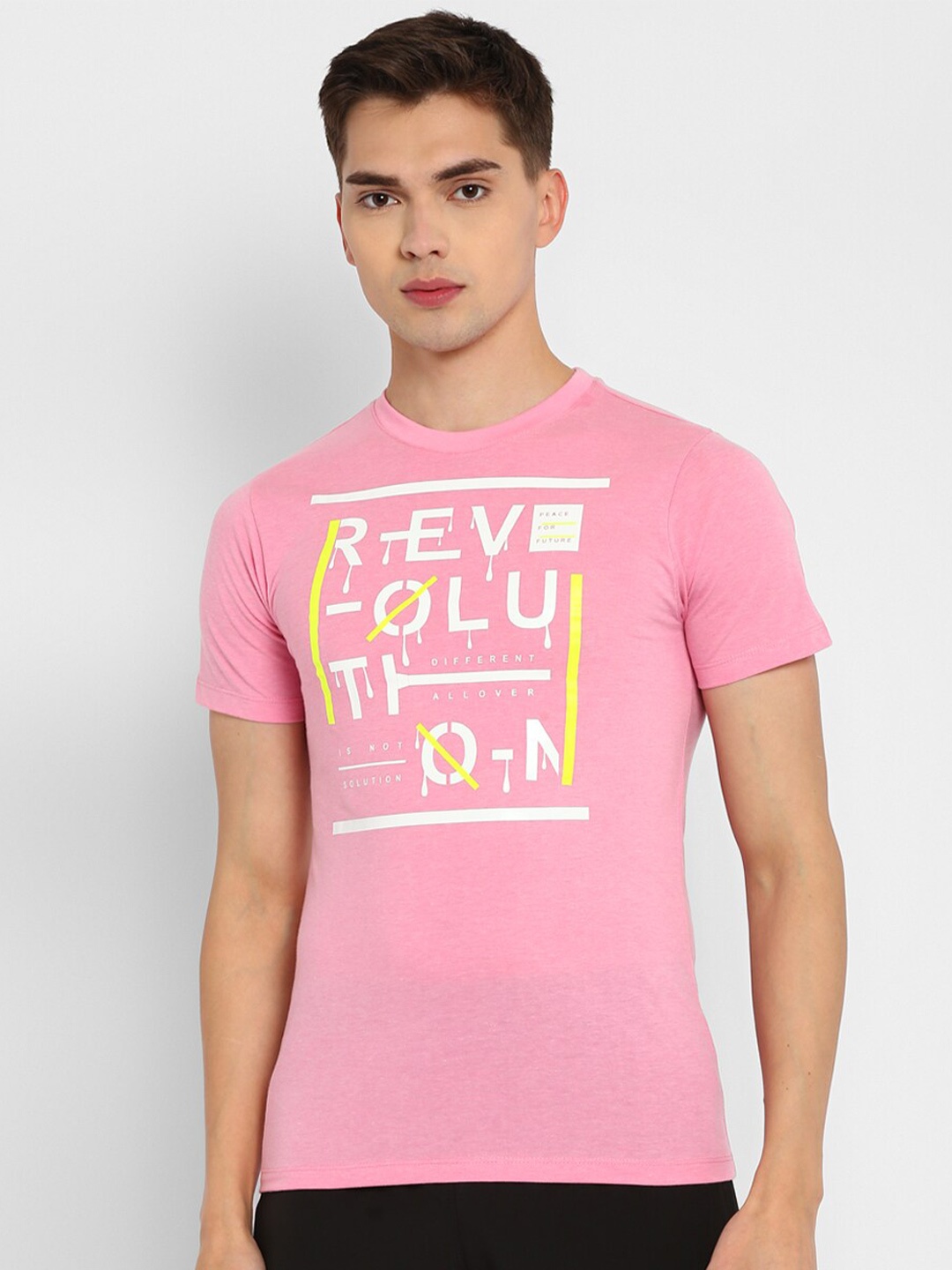 

Yuuki Typography Printed Antimicrobial Cotton T-shirt, Pink
