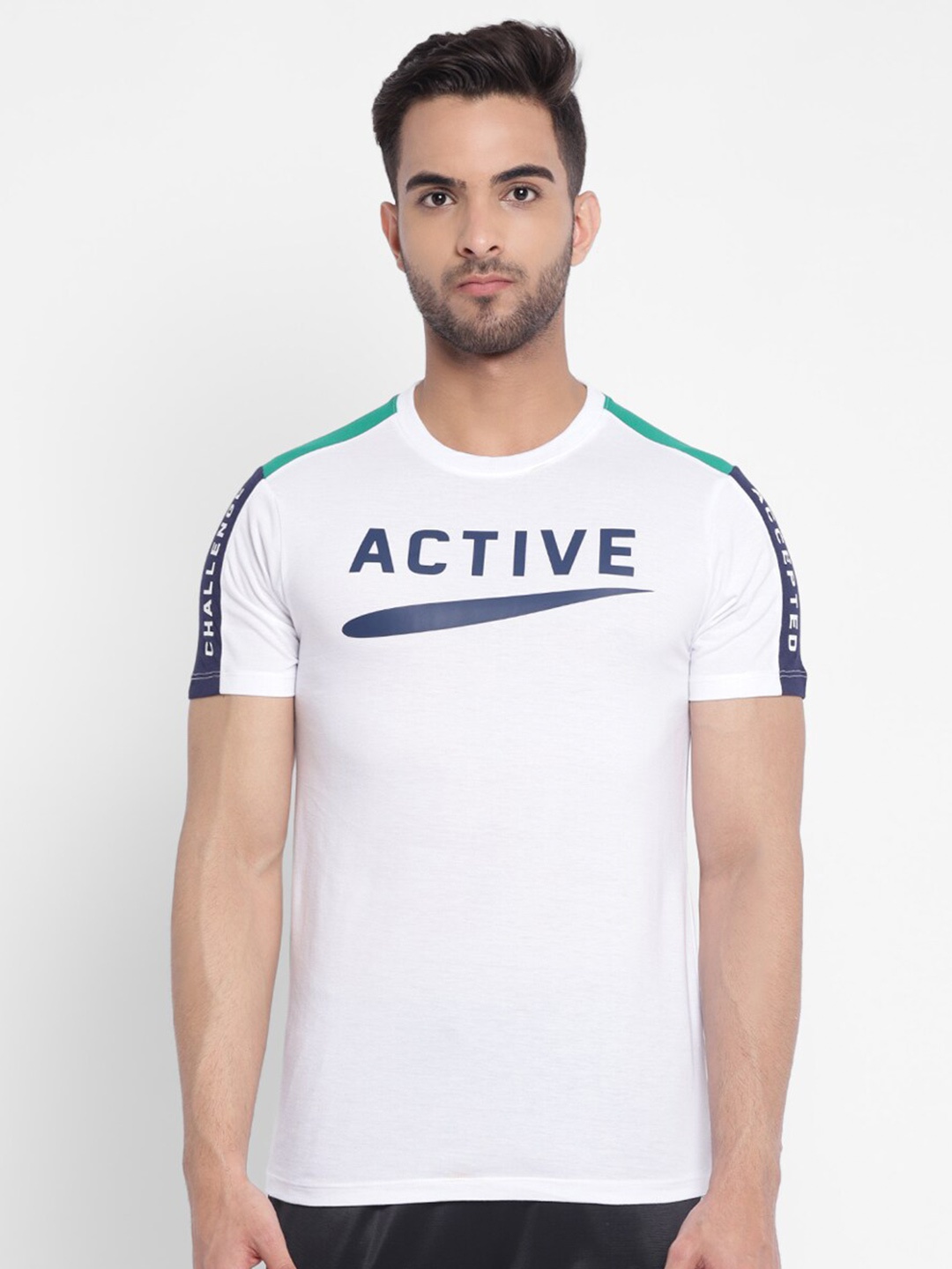 

Yuuki Typography Printed Raglan Sleeves Antimicrobial Cotton Sports T-shirt, White