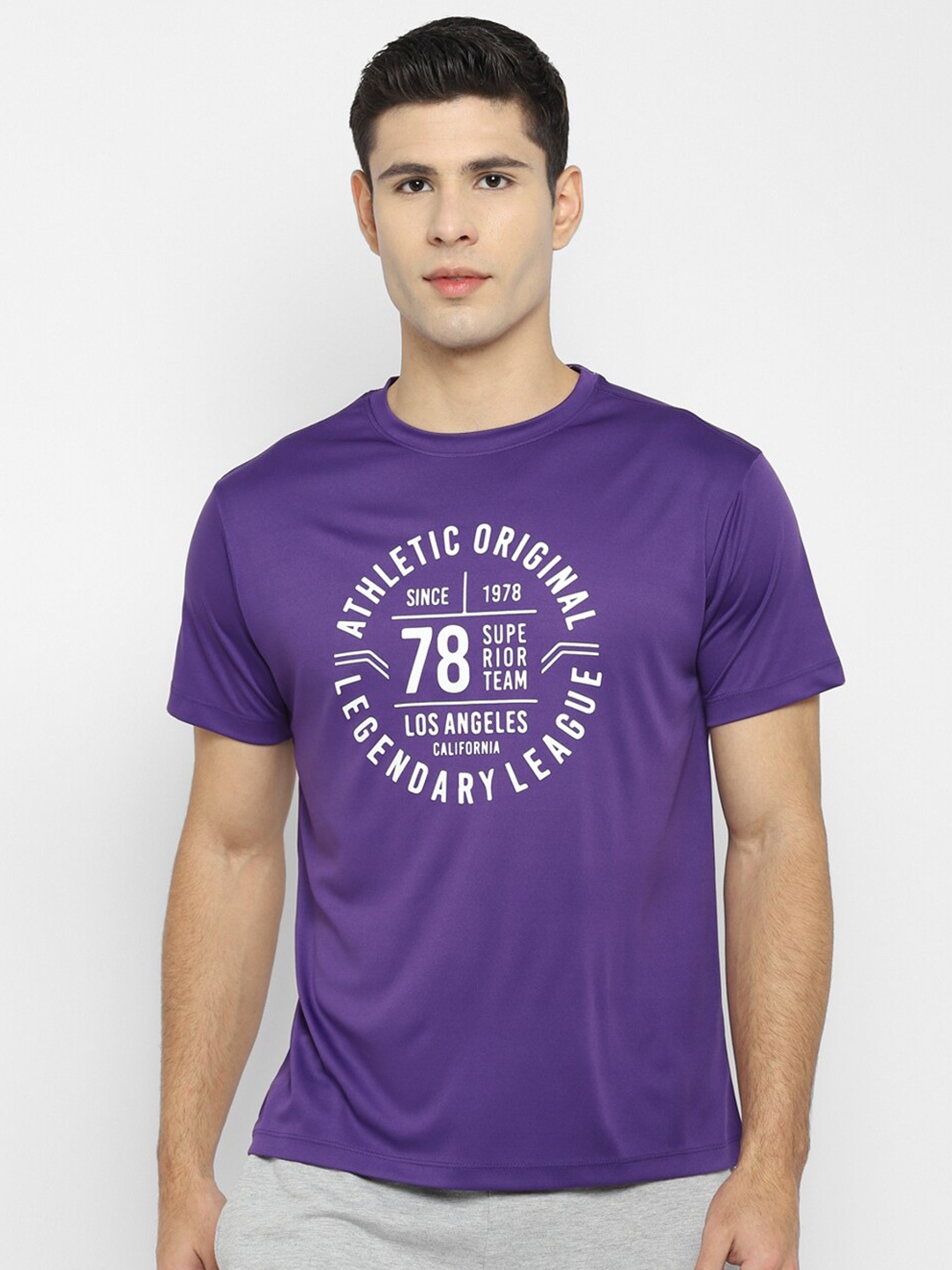 

Yuuki Typography Printed Antimicrobial Sports T-shirt, Purple