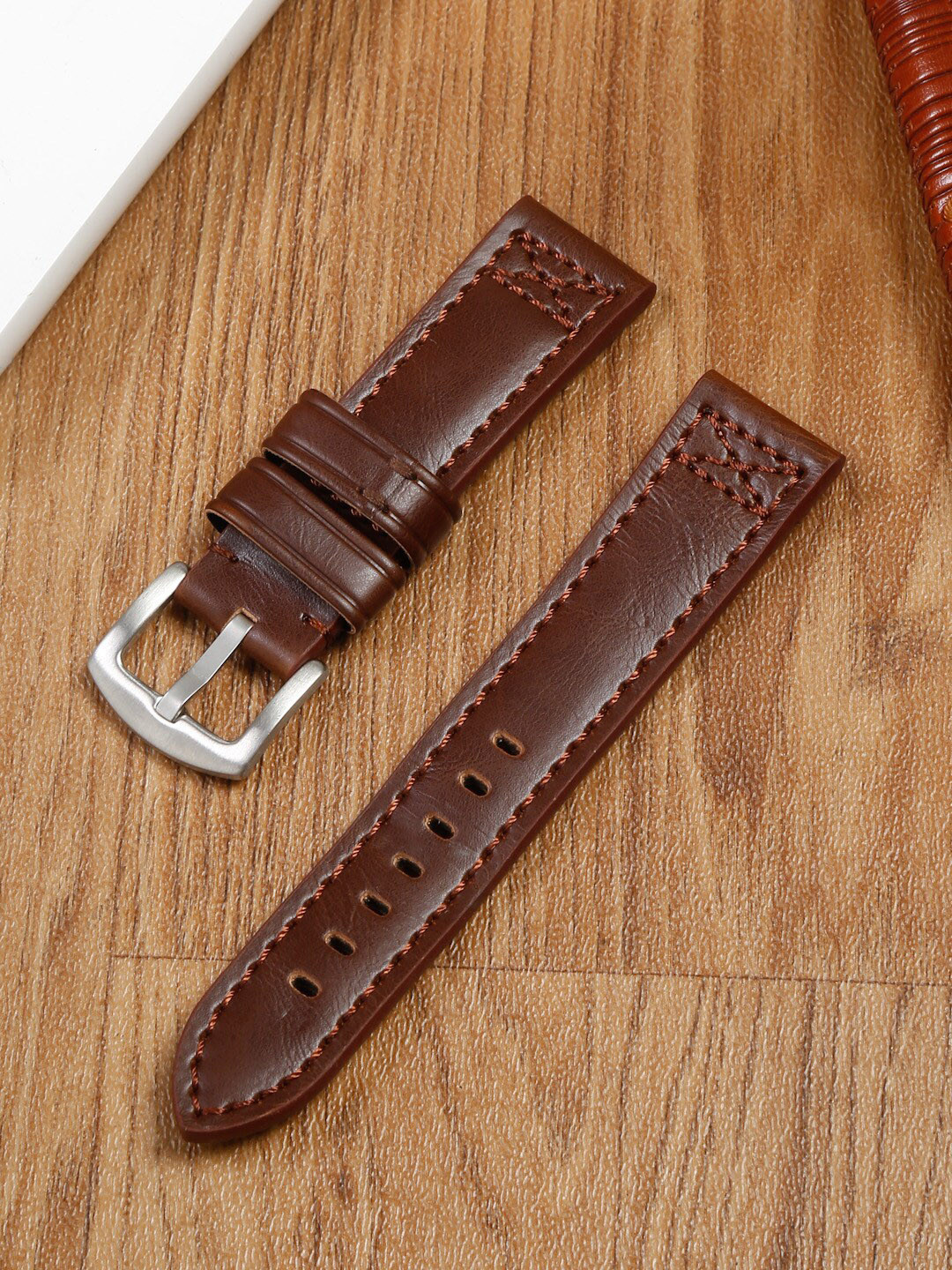 

Teakwood Leathers Men Flexible Lightweight Leather Watch Strap, Brown