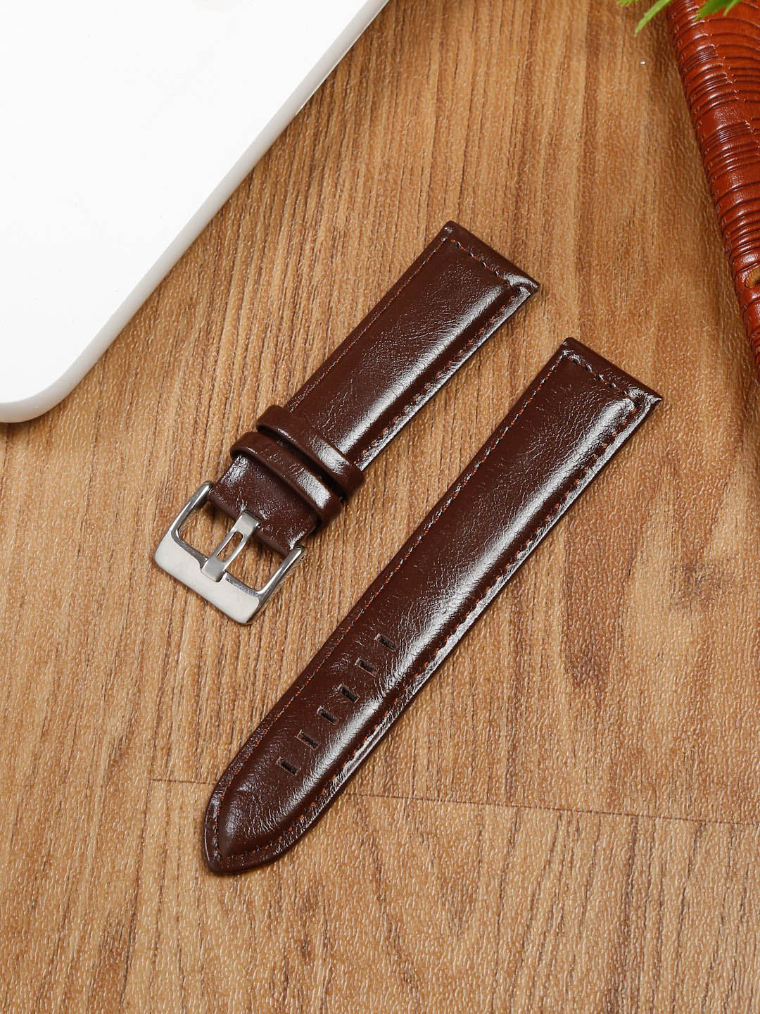 

Teakwood Leathers Men Flexible Lightweight Leather Watch Strap, Brown