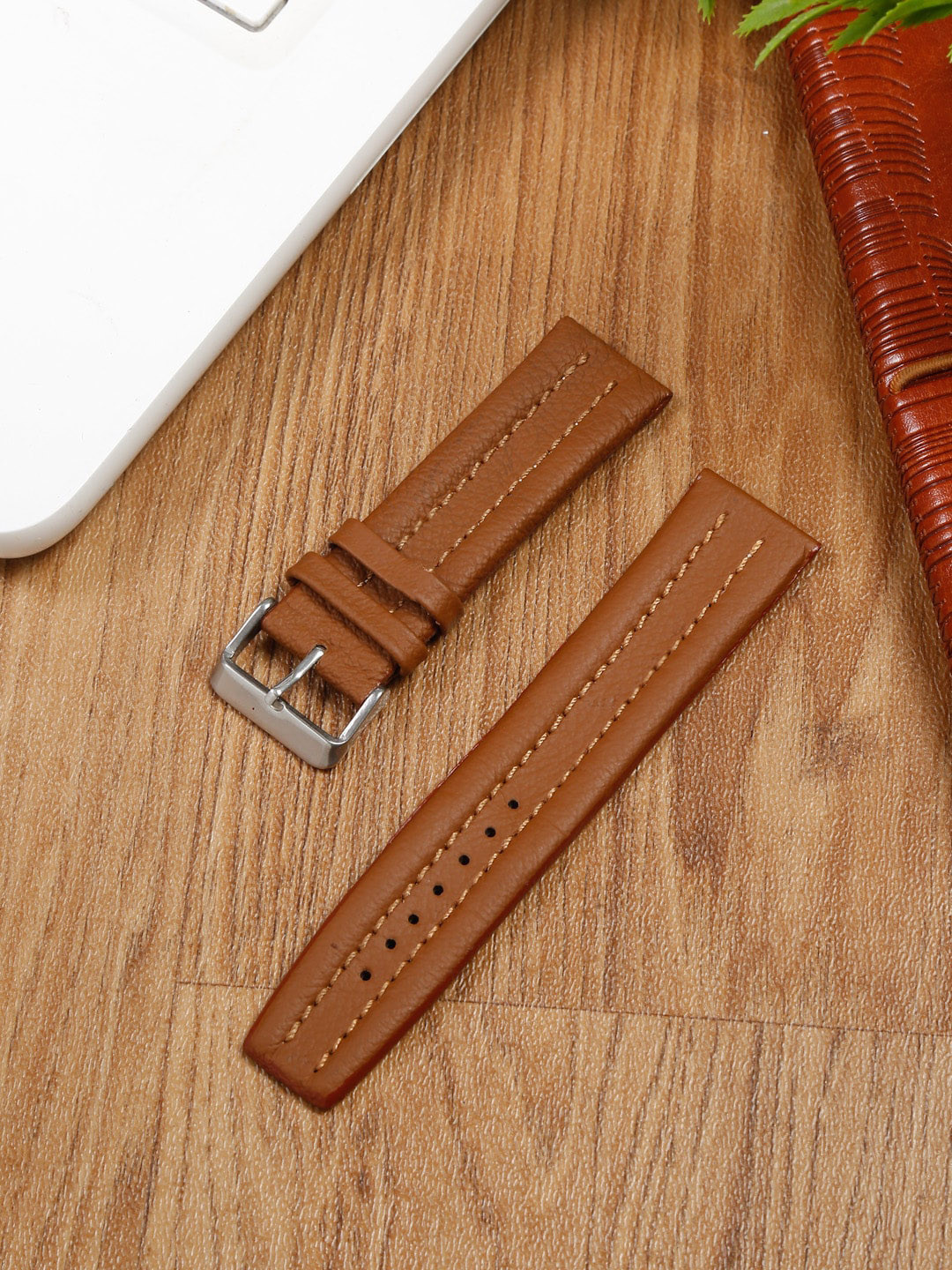 

Teakwood Leathers Men Flexible Lightweight Leather Watch Strap, Tan