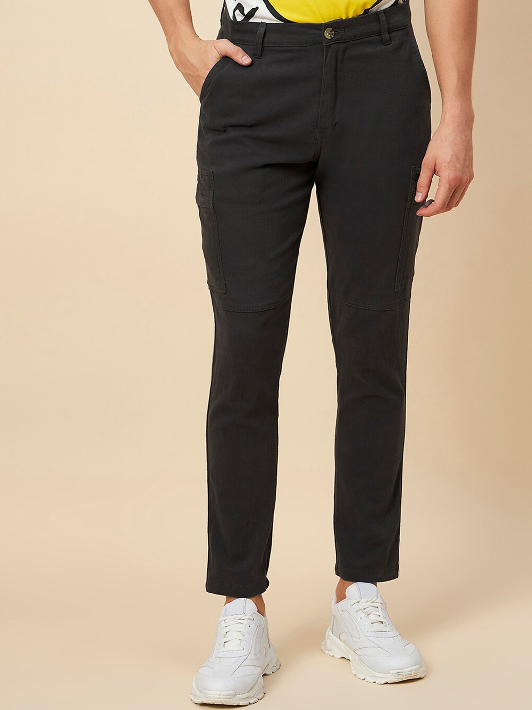 

High Star Men Non Iron Mid-Rise Cargos Trousers, Grey