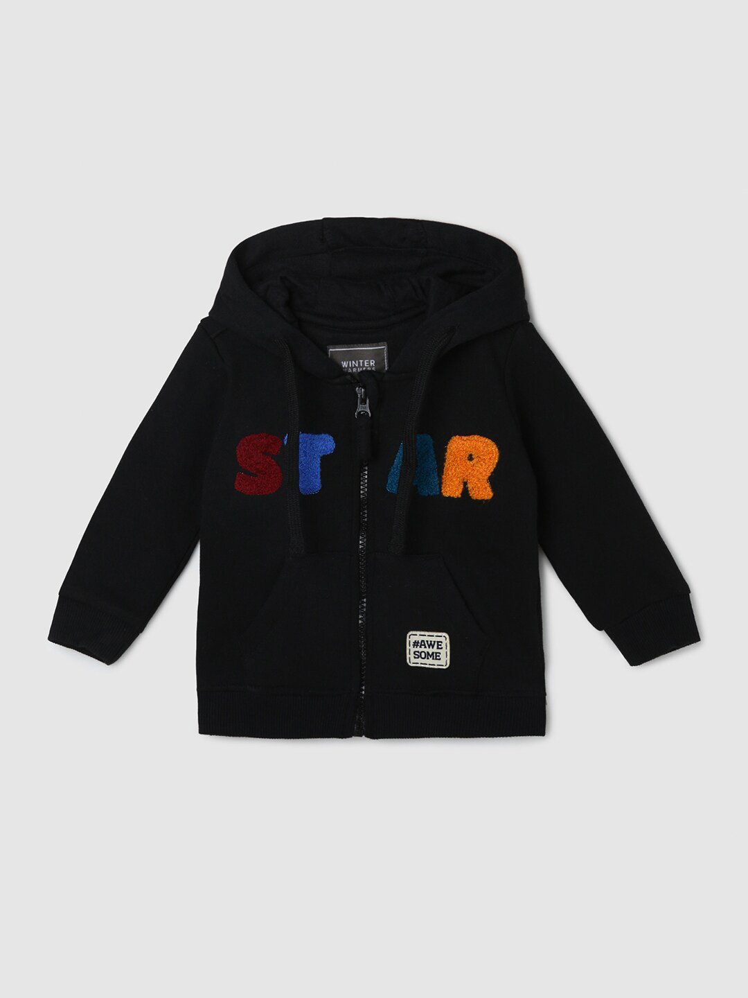 

max Boys Typography Printed Hooded Sweatshirt, Blue