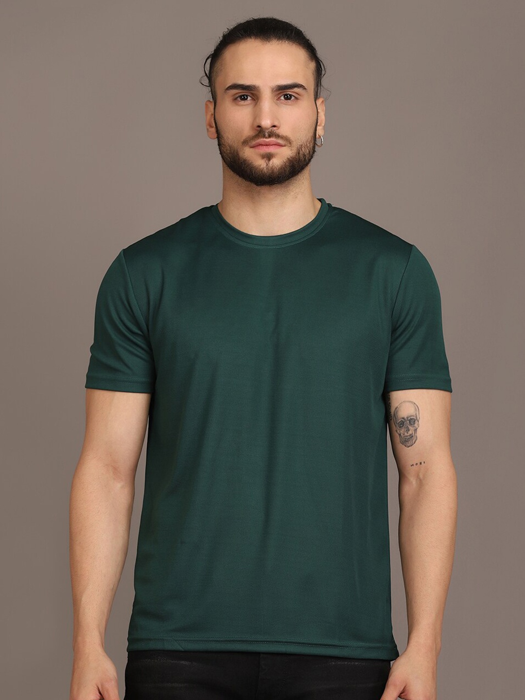 

INKKR Utility or Military Inspired Knitted T-Shirt, Olive